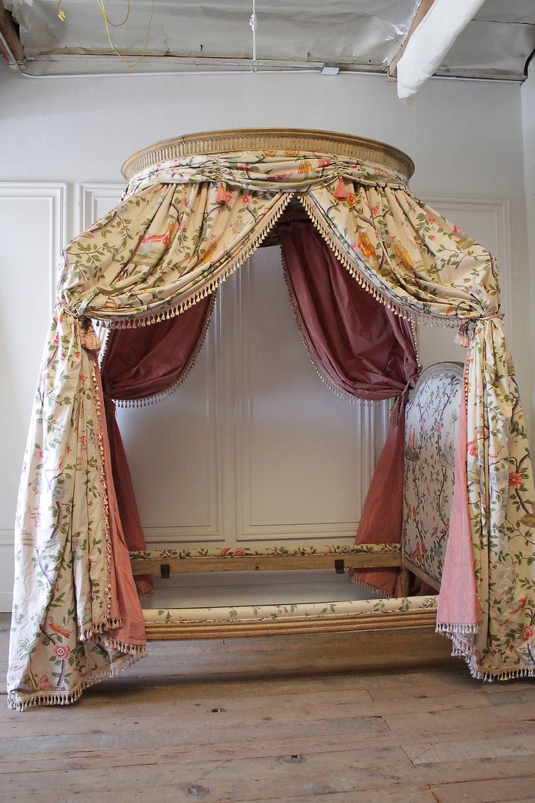 18th Century French Canopy Daybed with Toile Upholstery at 1stDibs