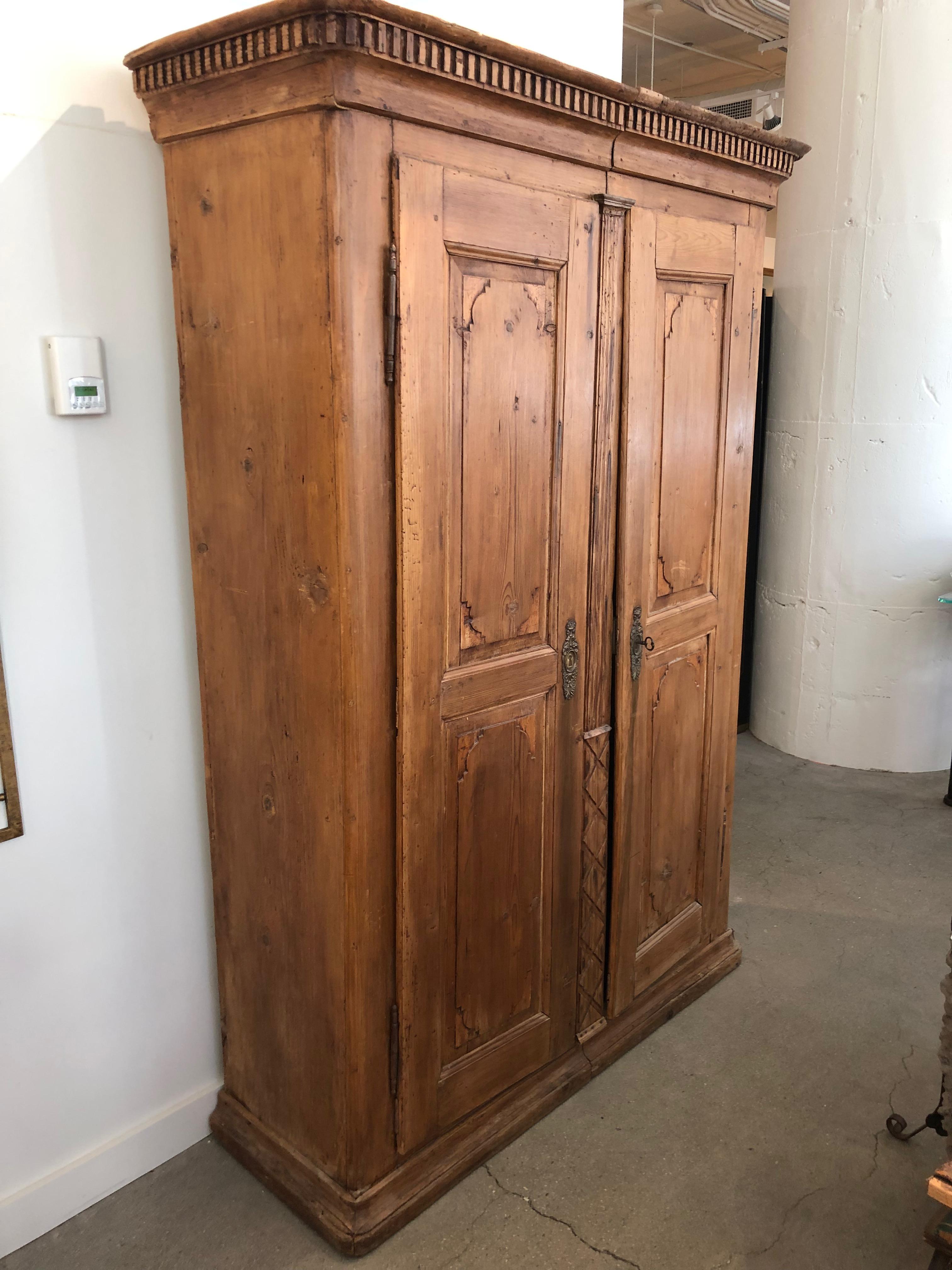 18th Century French Carved 2-Door Armoire In Good Condition For Sale In Boston, MA
