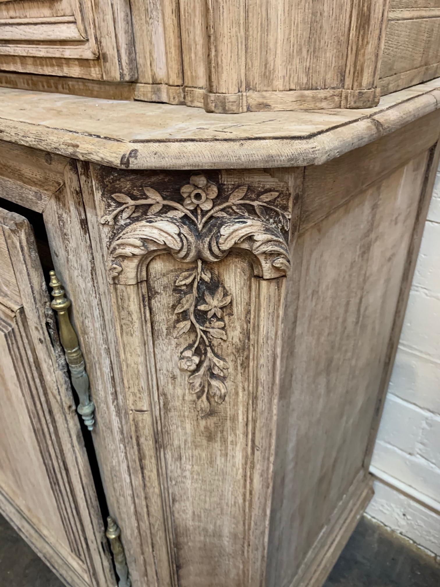 18th Century French Carved and Bleached Oak Buffet Du Corps 2