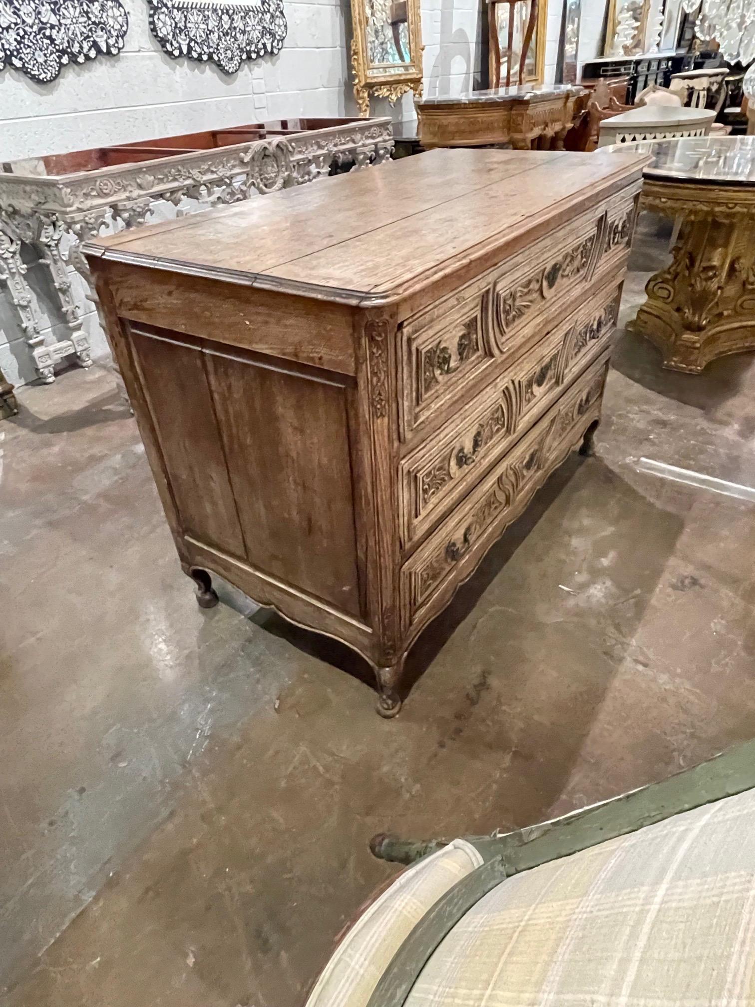 18th Century French Carved and Bleached Oak Commode 3