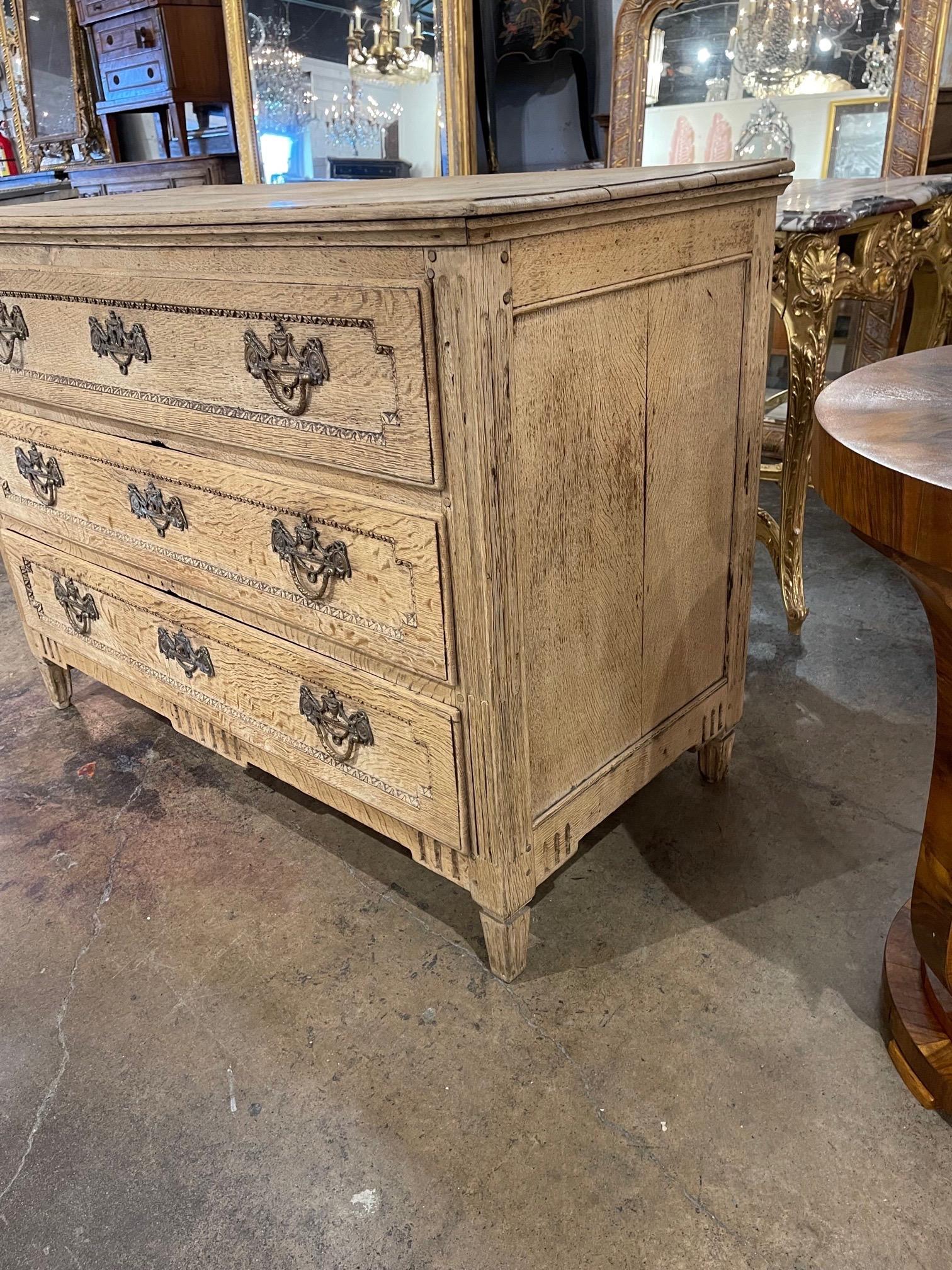 18th Century French Carved and Bleached White Oak Commode 3