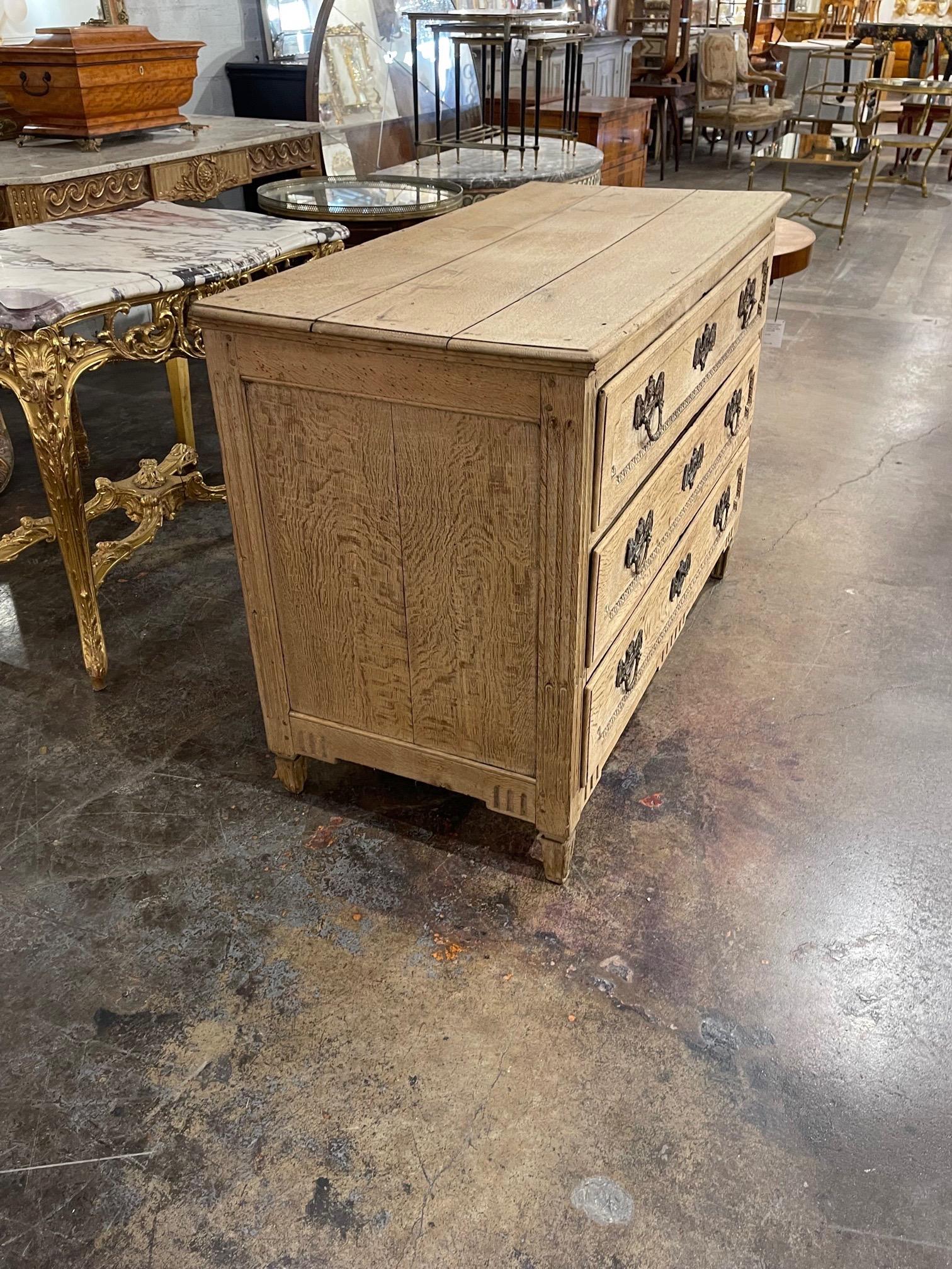 18th Century French Carved and Bleached White Oak Commode 5