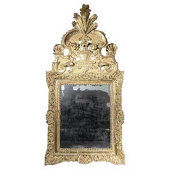 18th Century French Carved and Gilded Wood Mirror