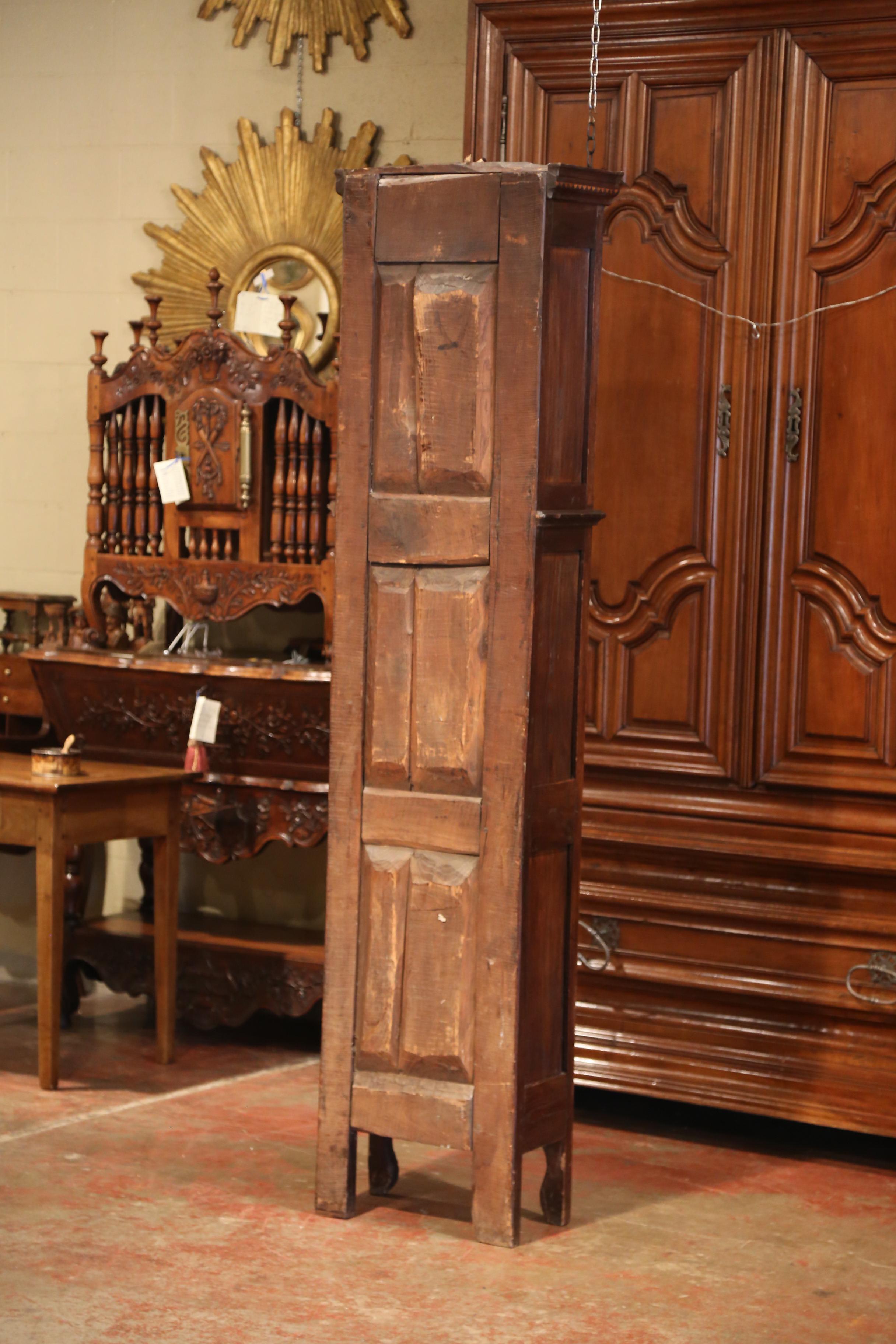 18th Century French Carved and Inlay Chestnut Grandfather Clock from Brittany 6