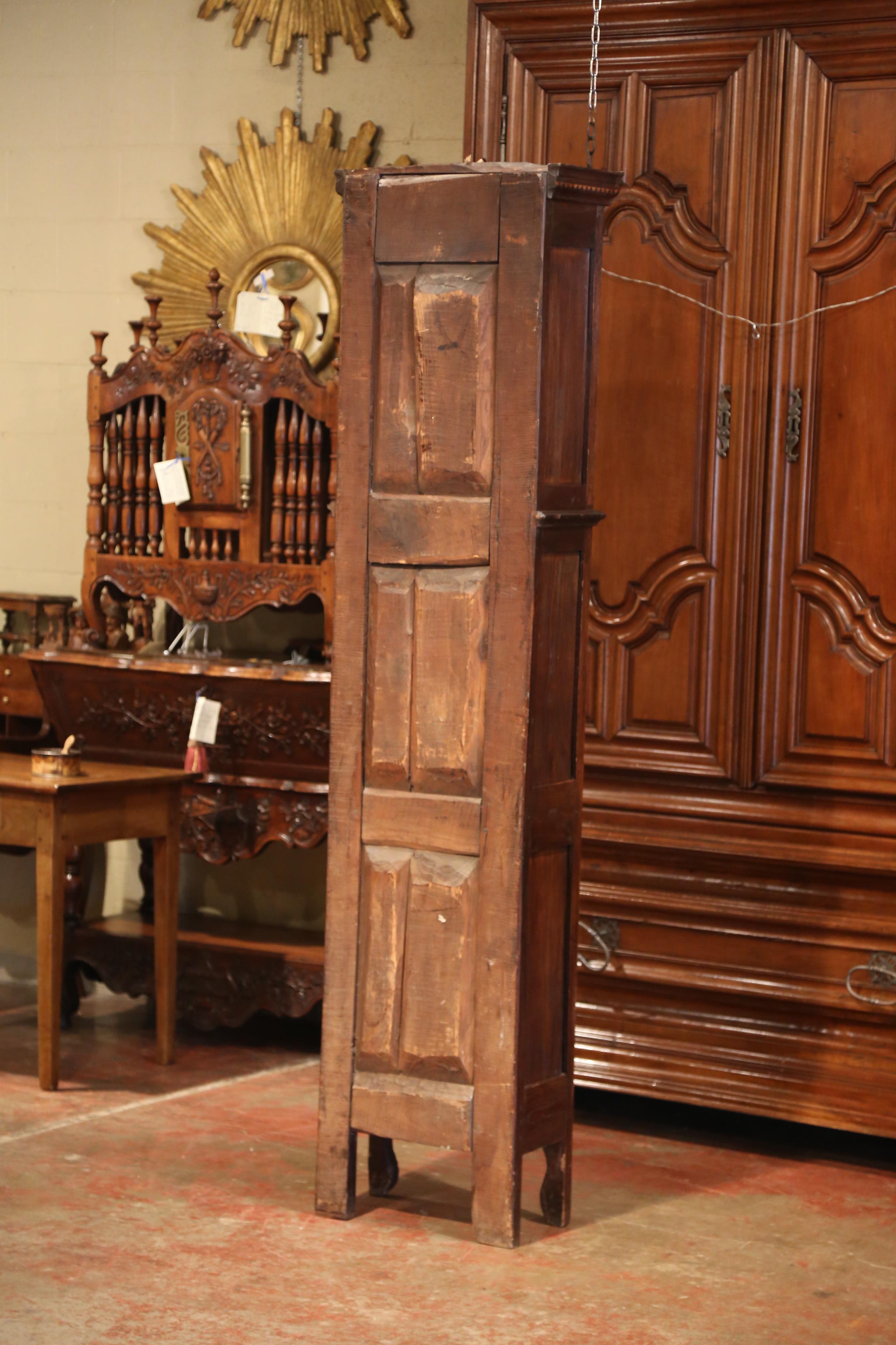 18th Century French Carved and Inlay Chestnut Grandfather Clock from Brittany 7