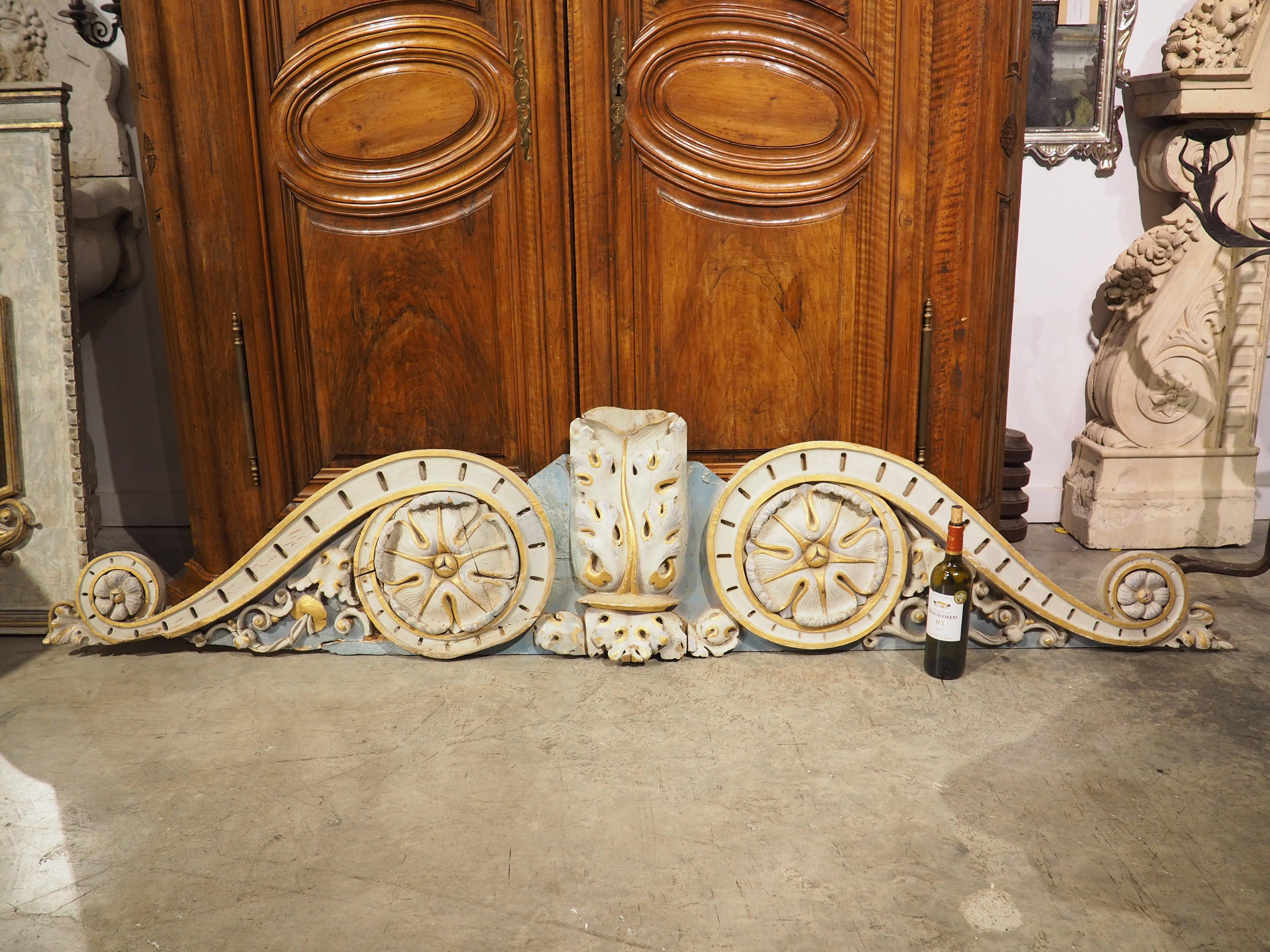 18th Century French Carved and Polychrome Overdoor, Length 93 Inches 7
