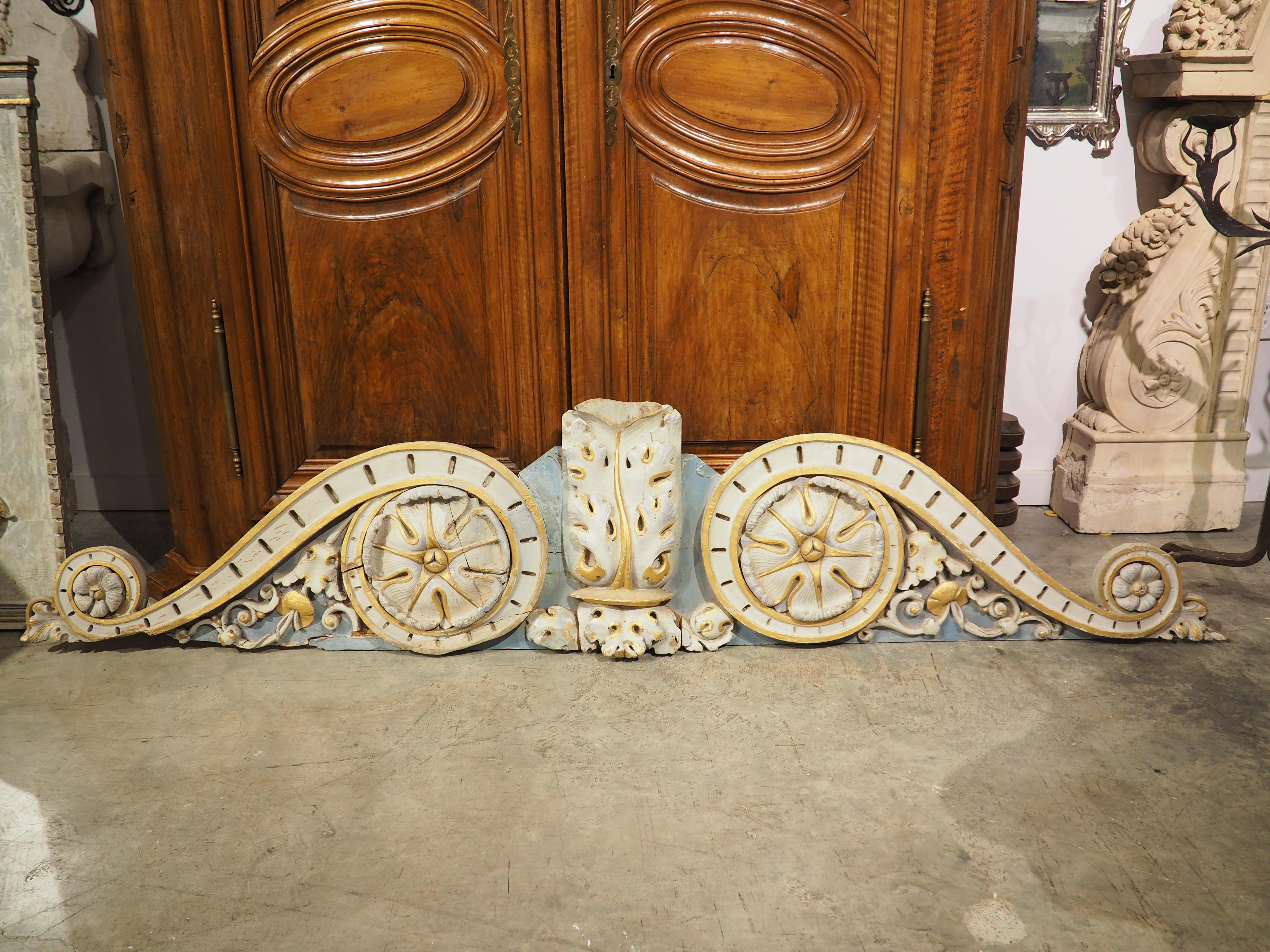 18th Century French Carved and Polychrome Overdoor, Length 93 Inches 10