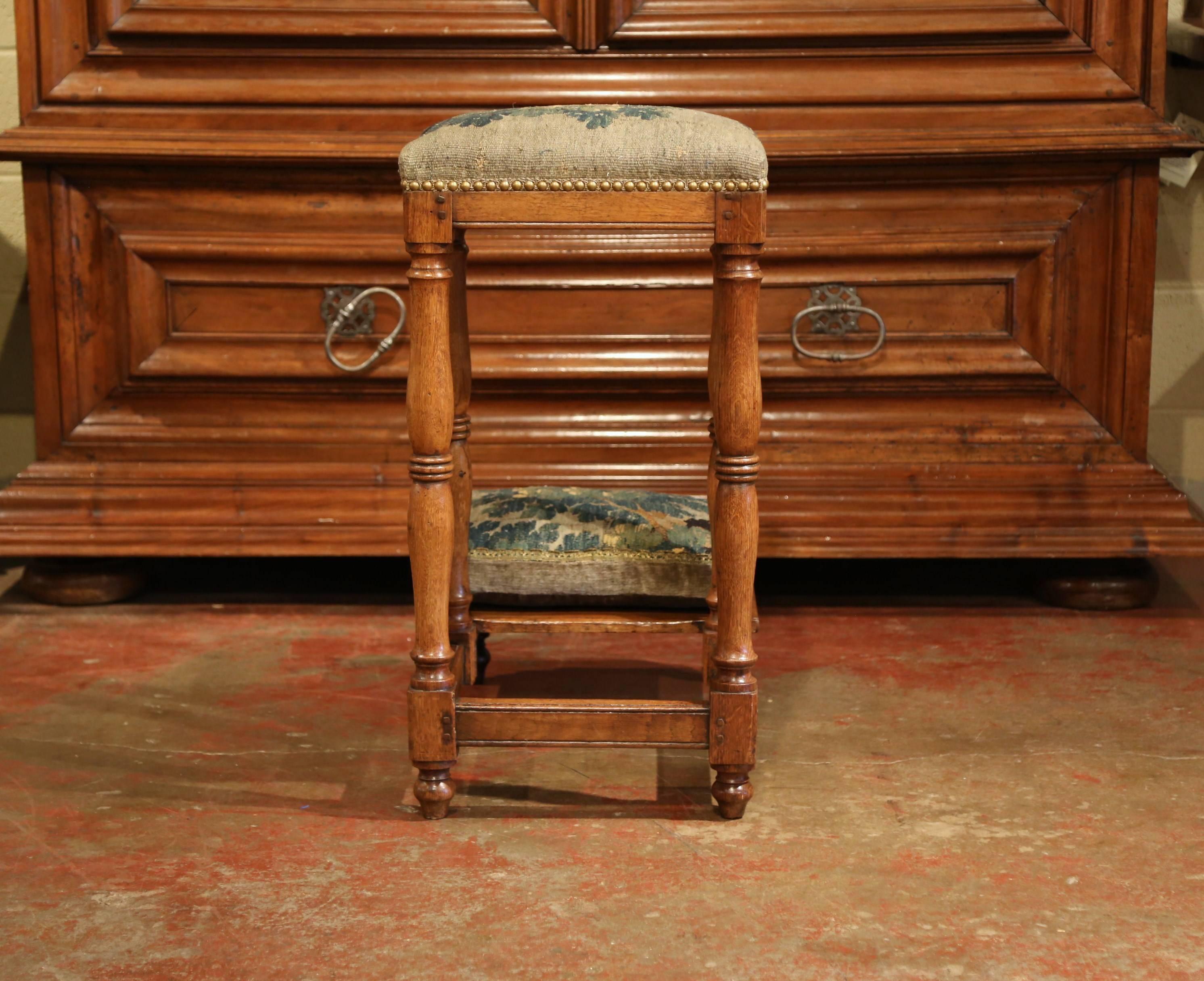 18th Century French Carved Chestnut Prayer Chair with Aubusson Tapestry 2