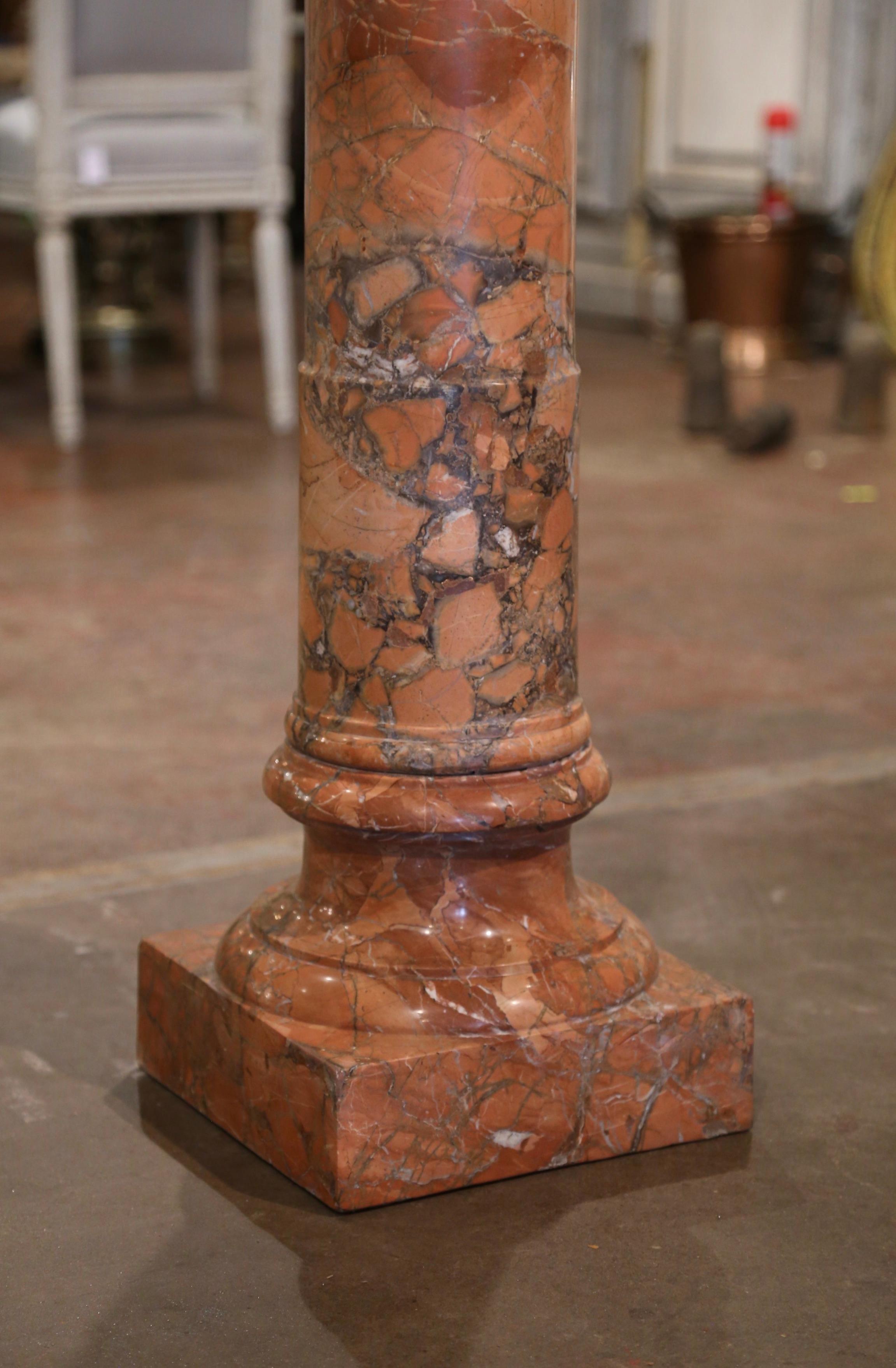 Neoclassical 18th Century French Carved Marble Column Pedestal Table with Swivel Top