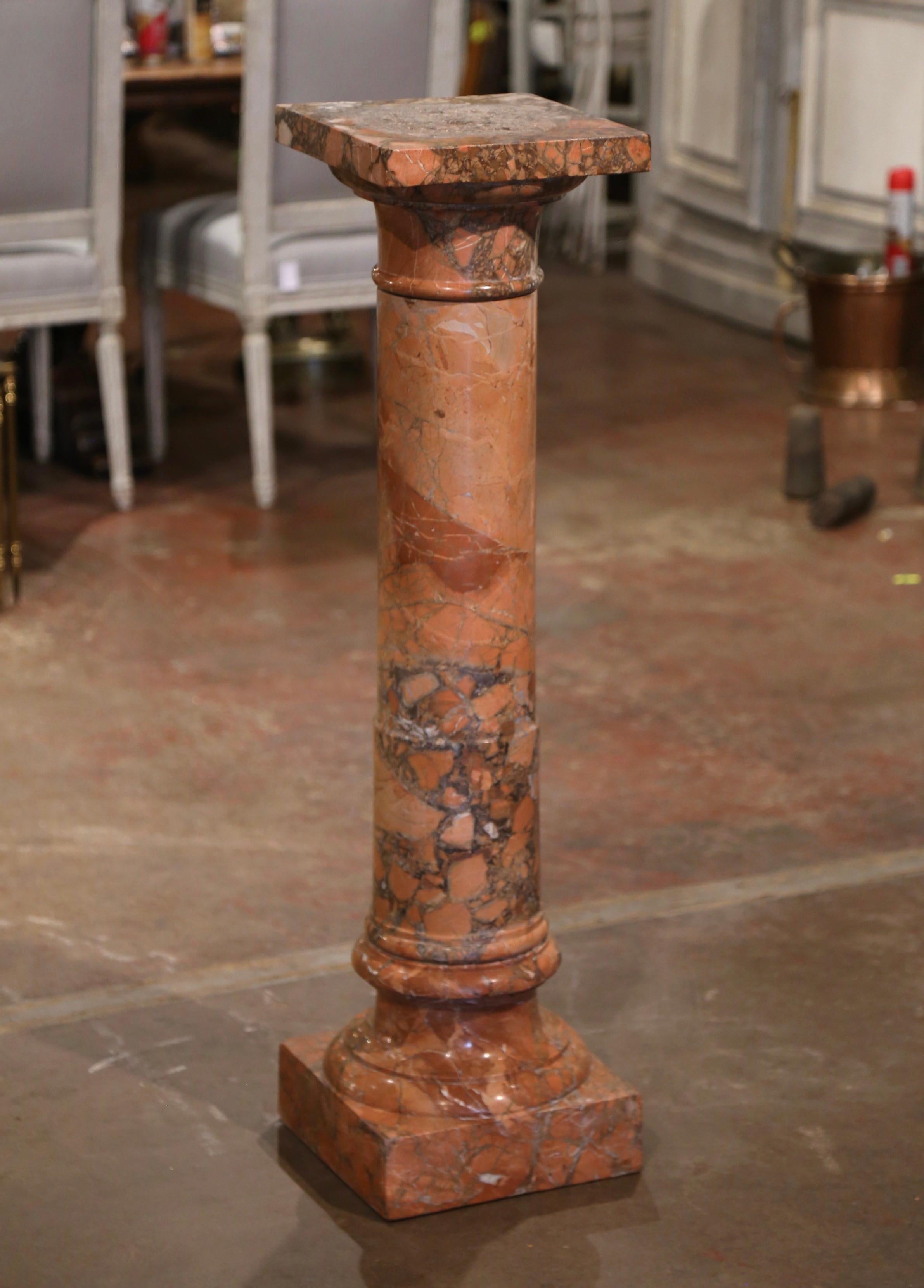 18th Century French Carved Marble Column Pedestal Table with Swivel Top 1