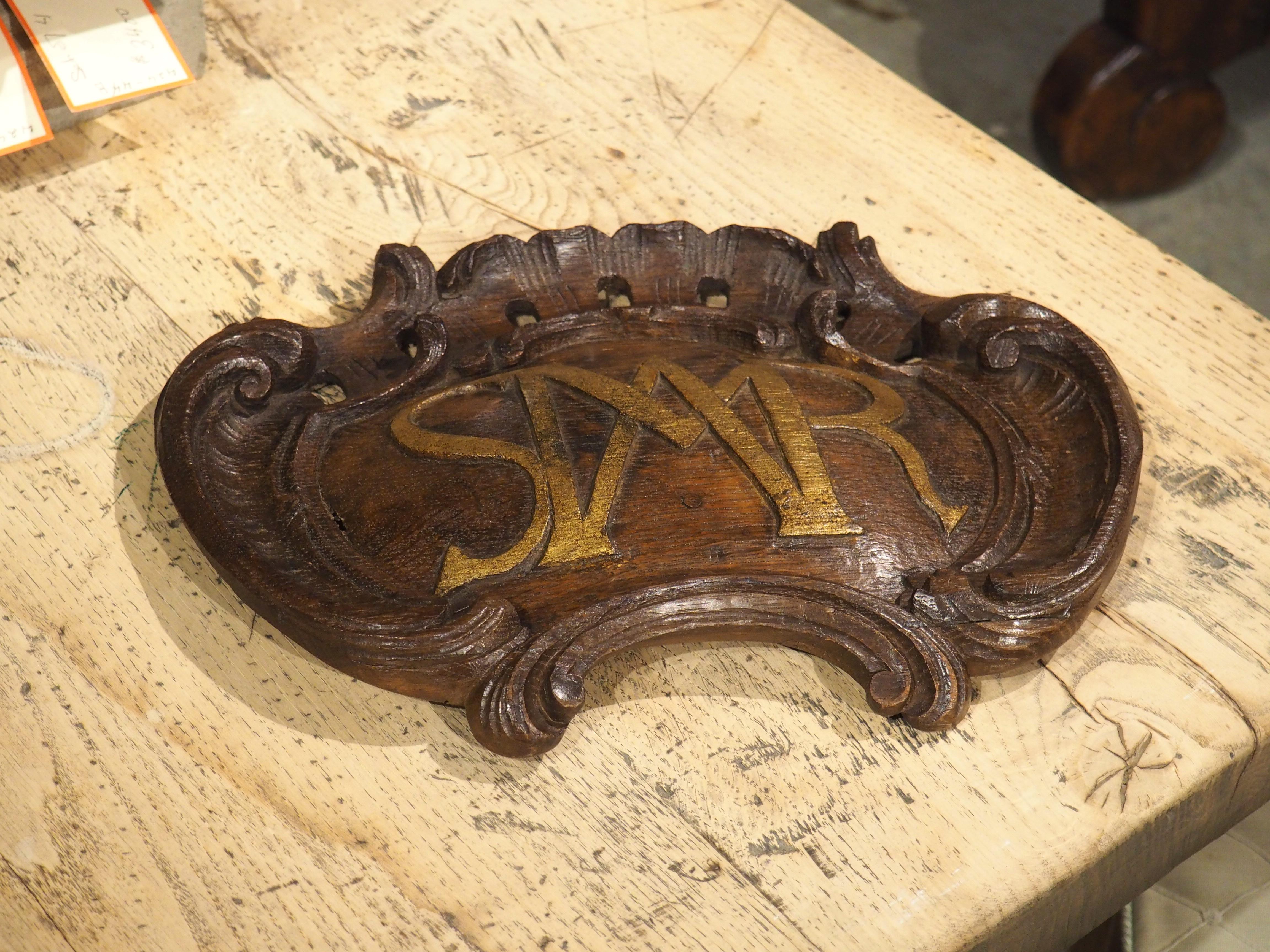 18th Century French Carved Oak Altar Plaque, AMSR In Good Condition For Sale In Dallas, TX