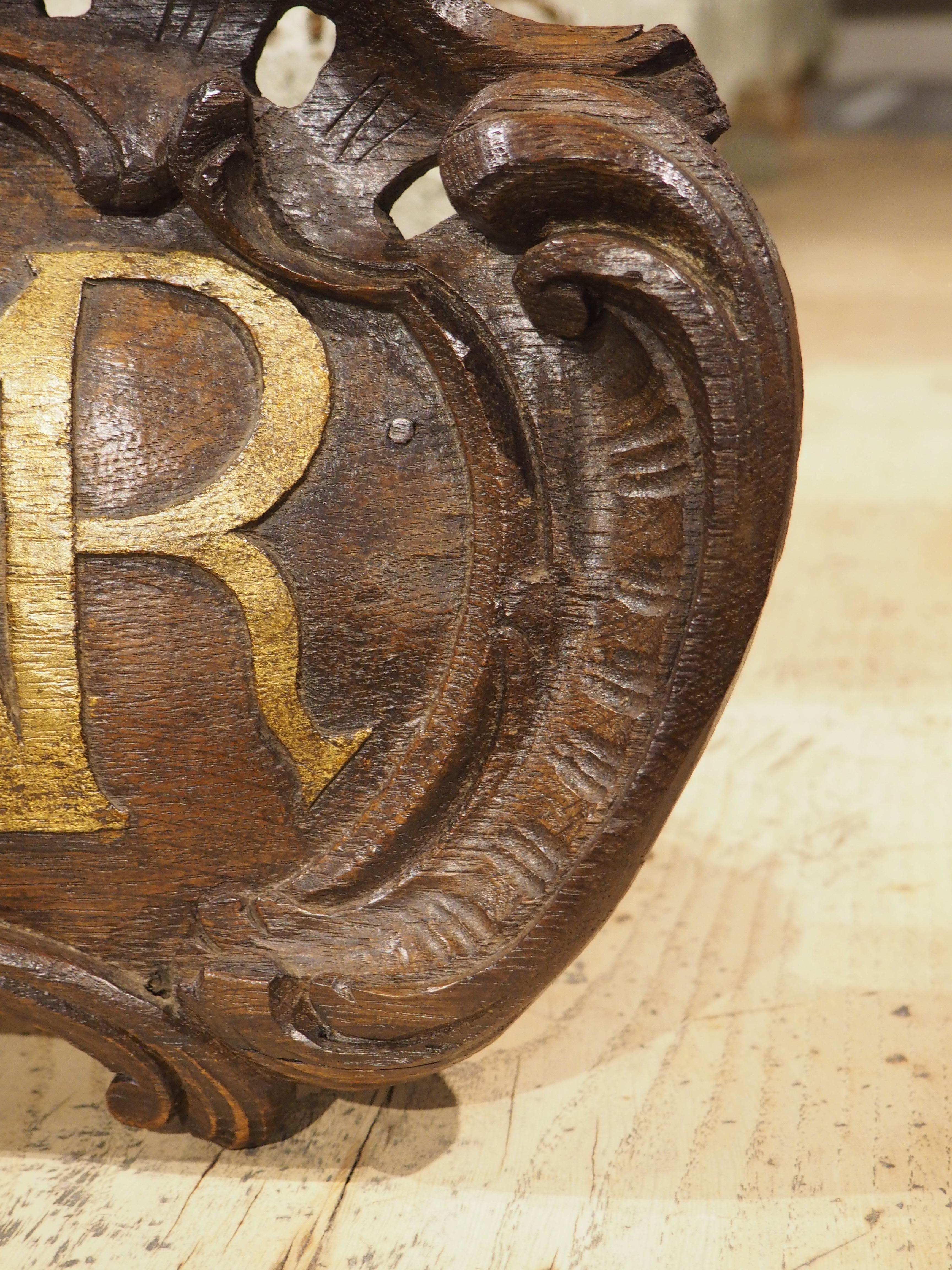 Wood 18th Century French Carved Oak Altar Plaque, AMSR For Sale