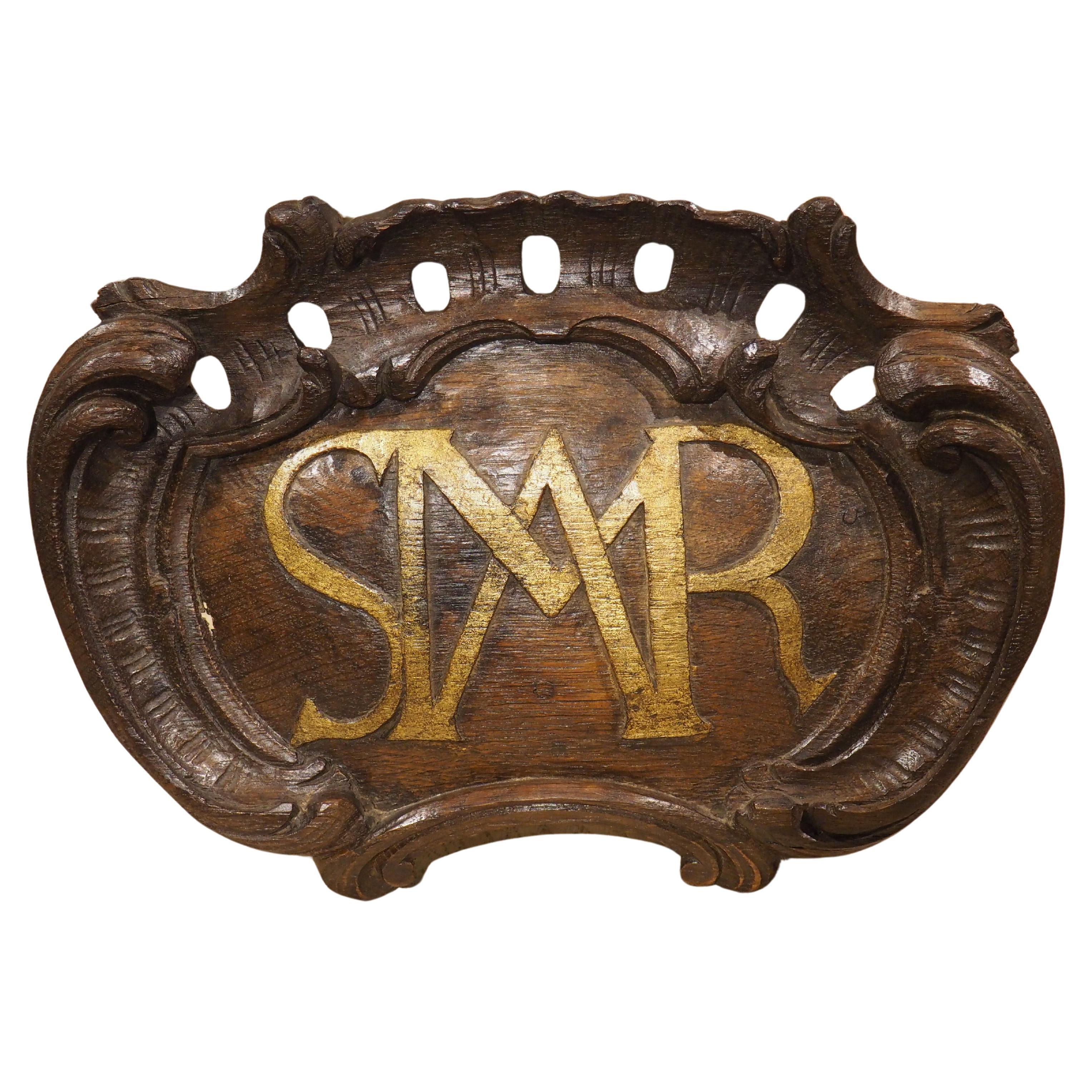 18th Century French Carved Oak Altar Plaque, AMSR For Sale