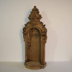 18th Century French Carved Oak Baroque Altar Niche