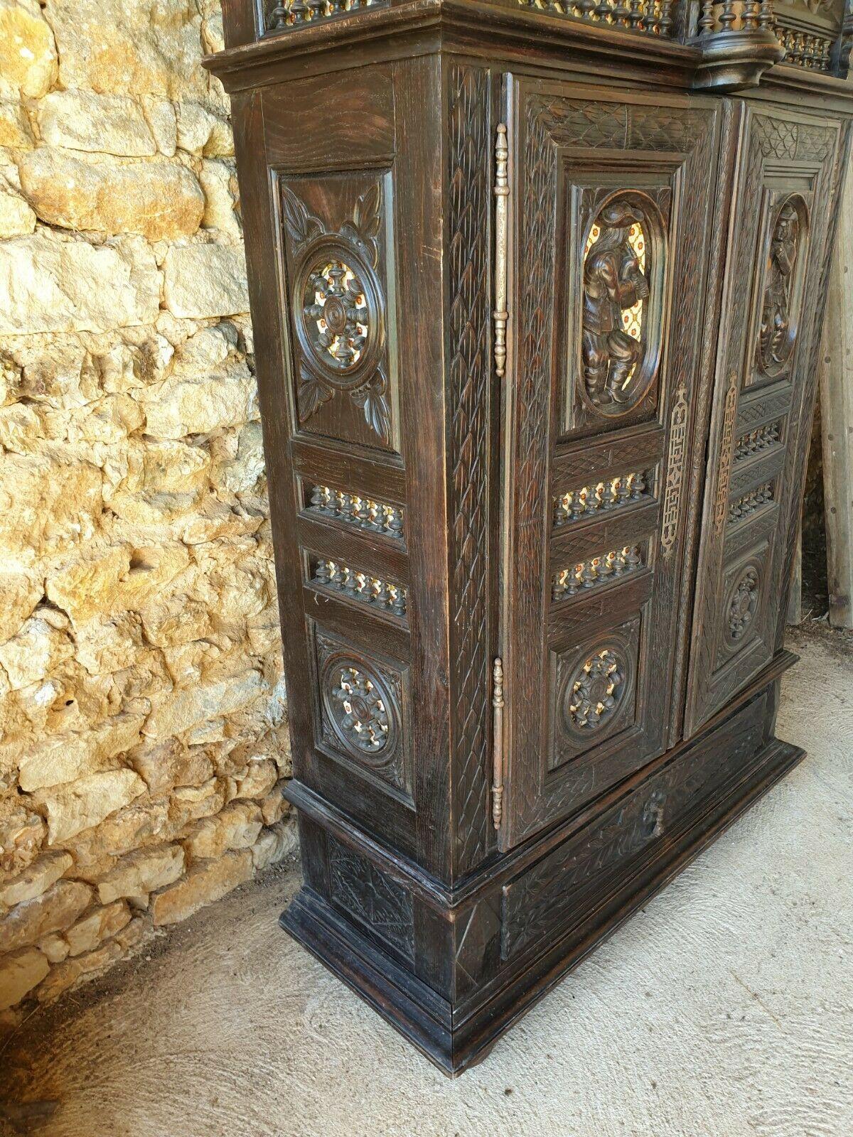 Louis XIV 18th Century French Carved Oak Breton Wardrobe
