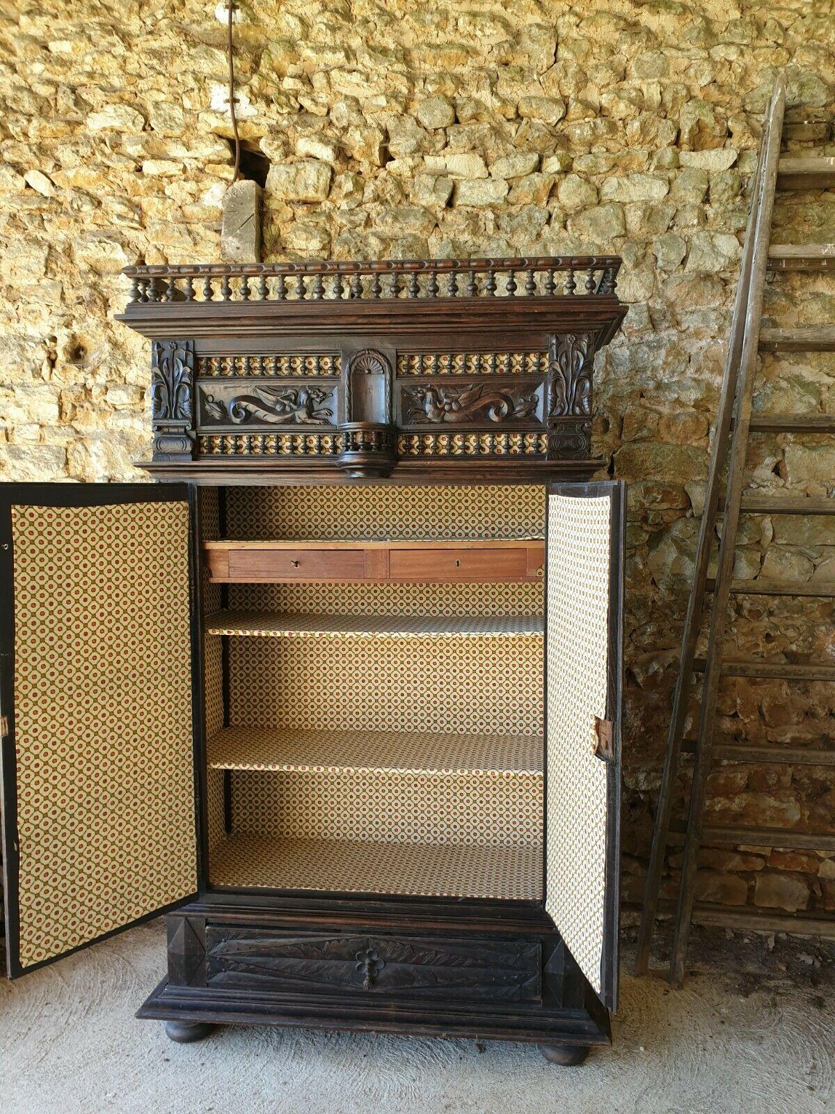 18th Century French Carved Oak Breton Wardrobe In Good Condition In Buxton, GB