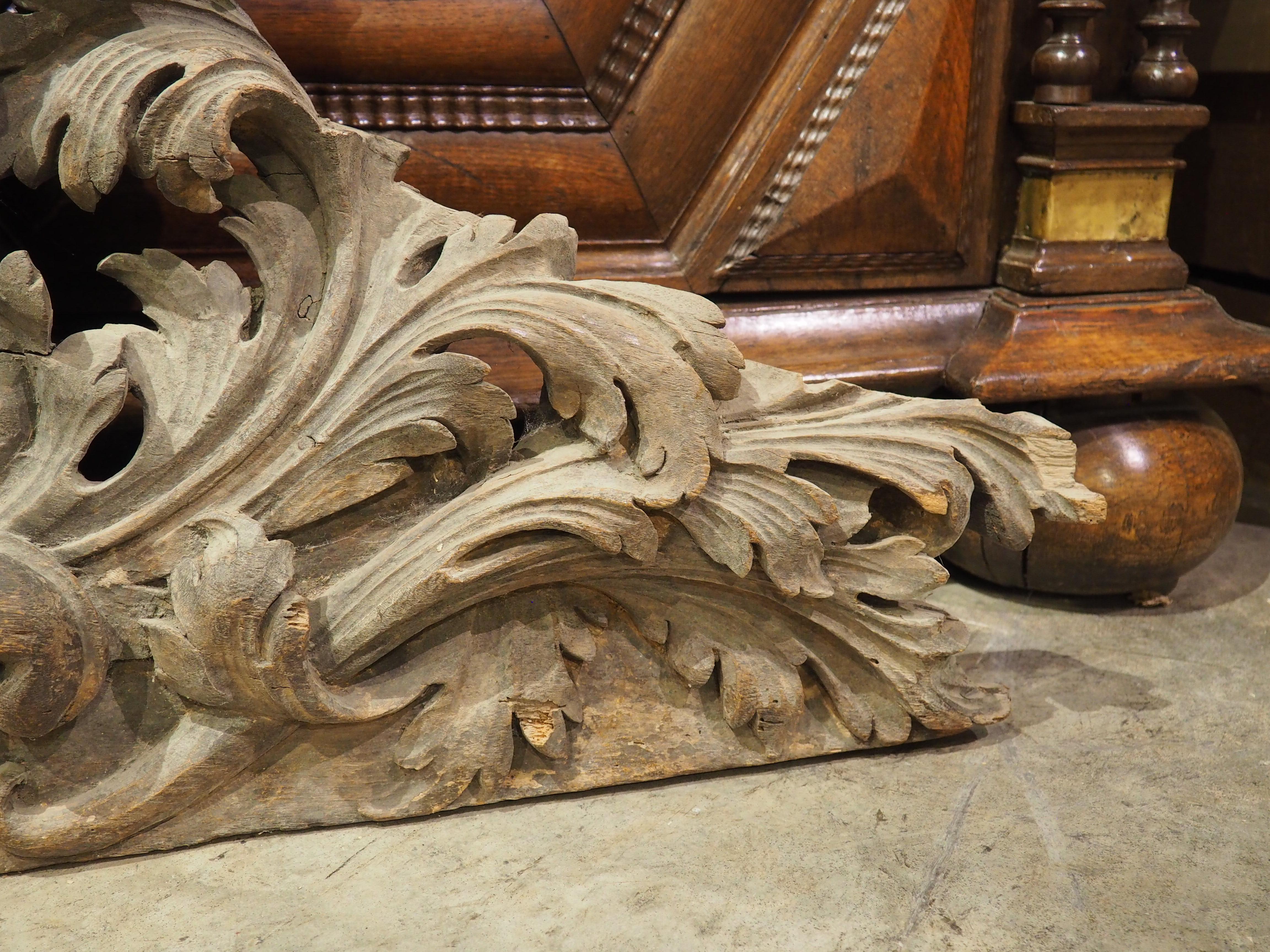 18th Century French Carved Oak Chateau Overdoor with Central Coat of Arms 1