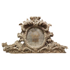 18th Century French Carved Oak Chateau Overdoor with Central Coat of Arms