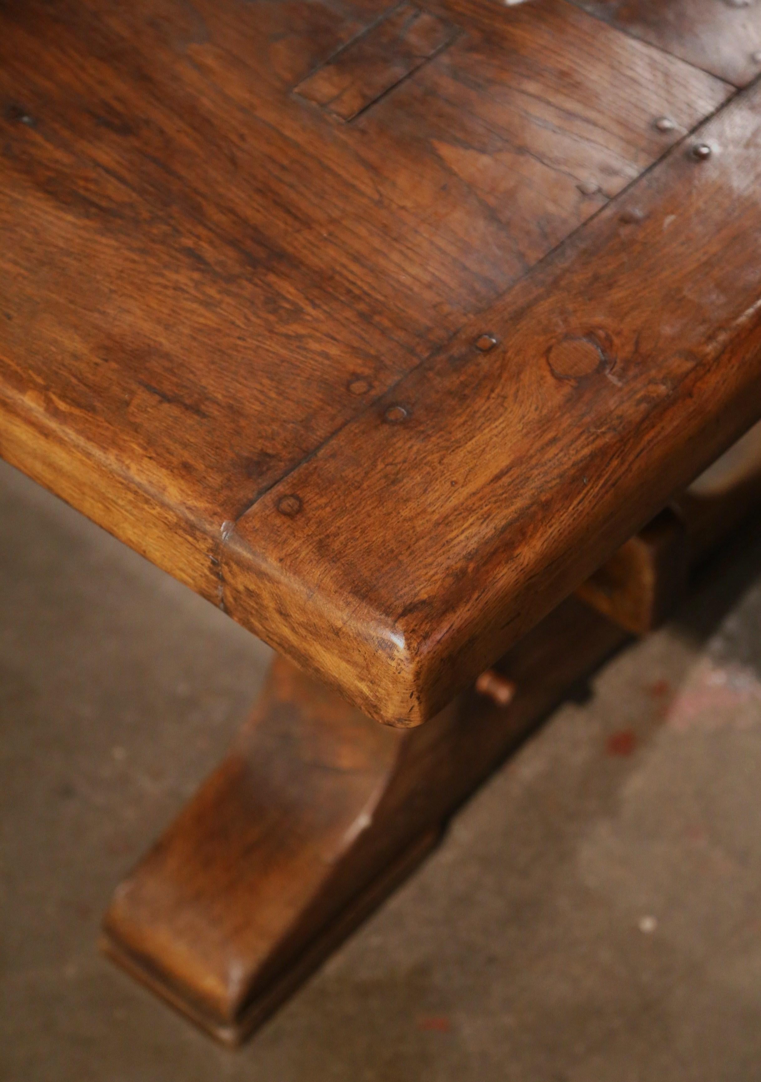 18th Century French Carved Oak Farm Trestle Table from Normandy 7