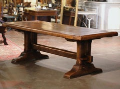 18th Century French Carved Oak Farm Trestle Table from Normandy