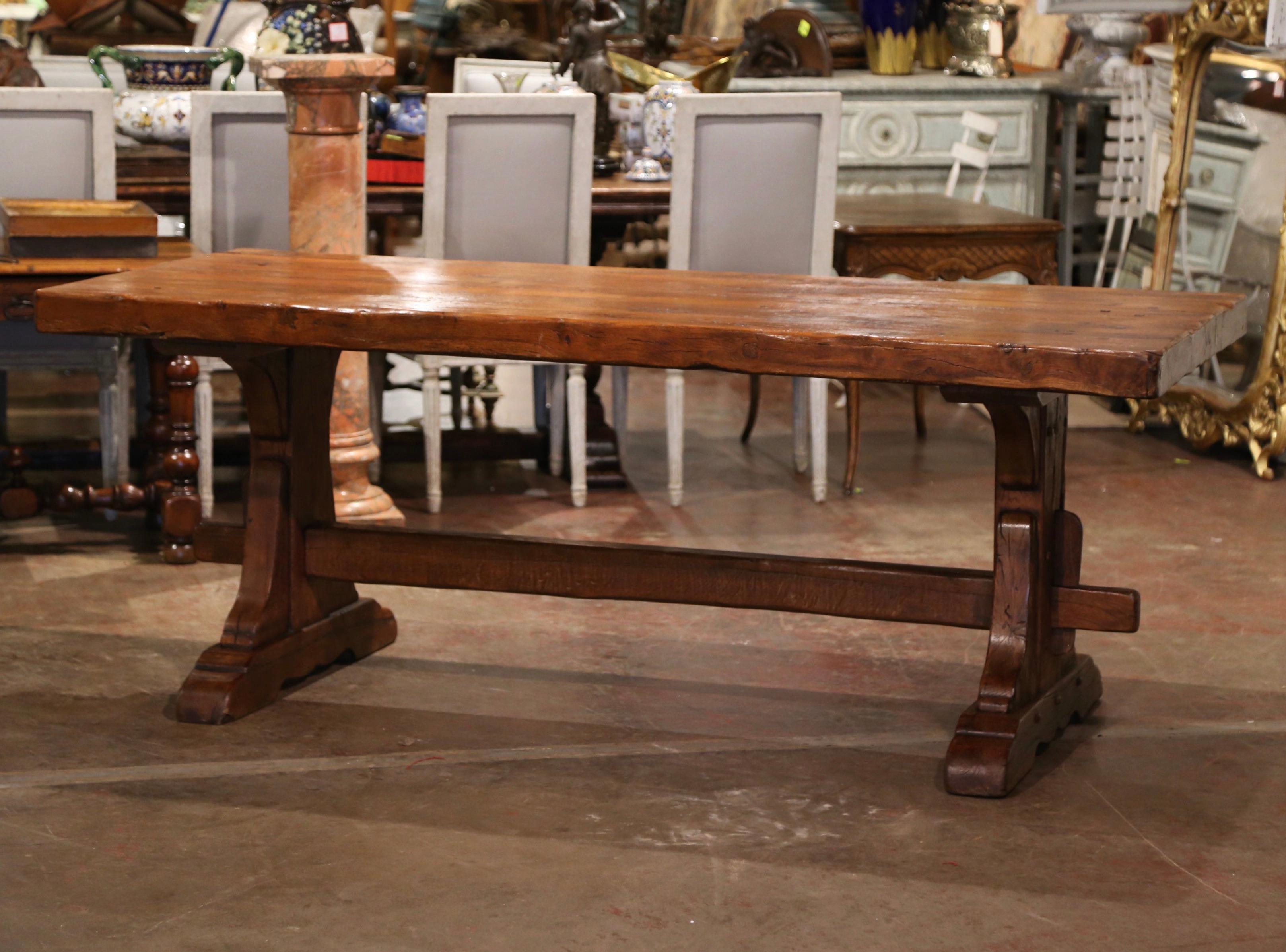 18th Century French Carved Oak Farm Trestle Table from Normandy 1