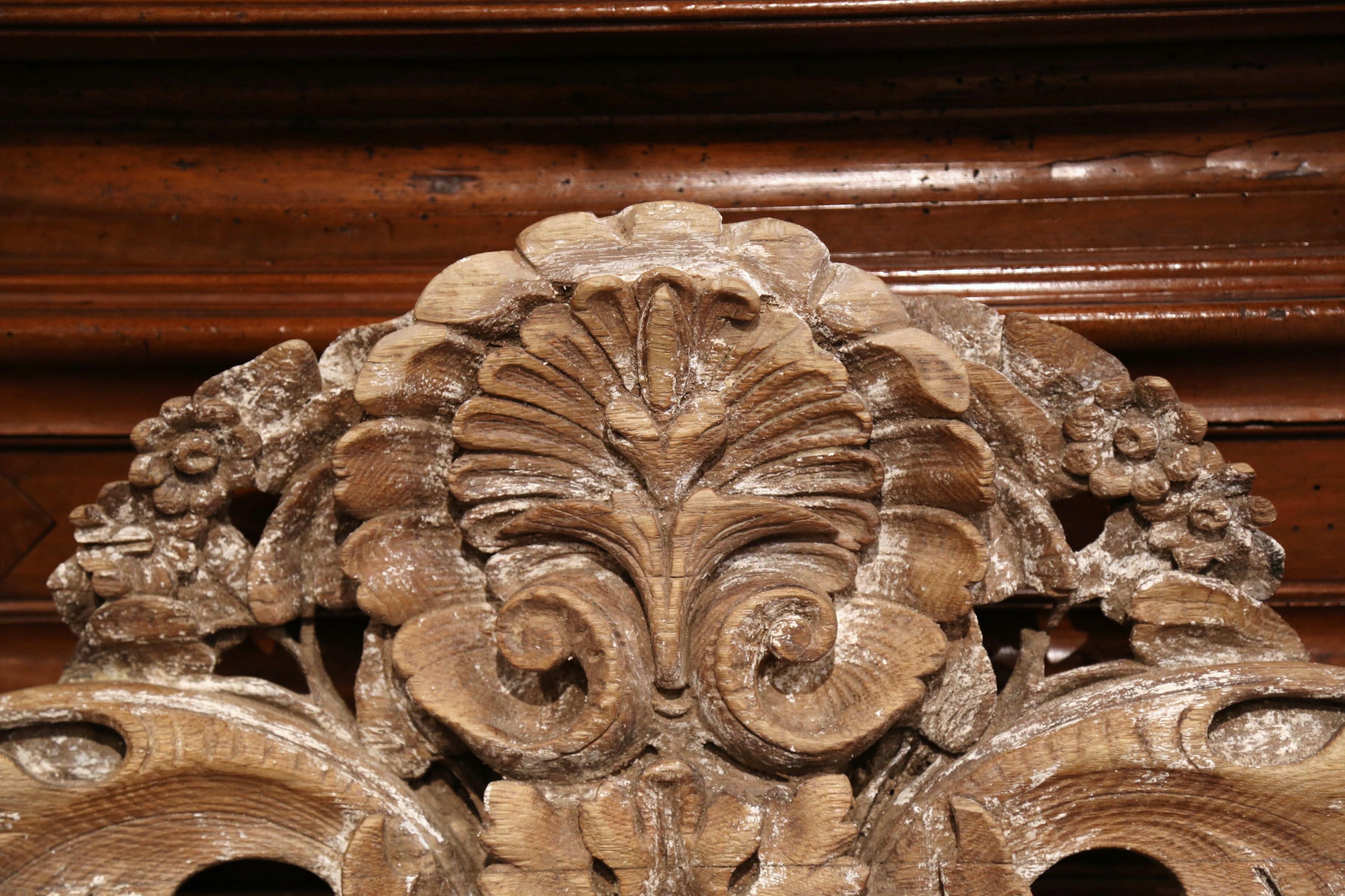 Louis XV 18th Century French Carved Oak Painted Wall Sculpture with Center Shell Motif