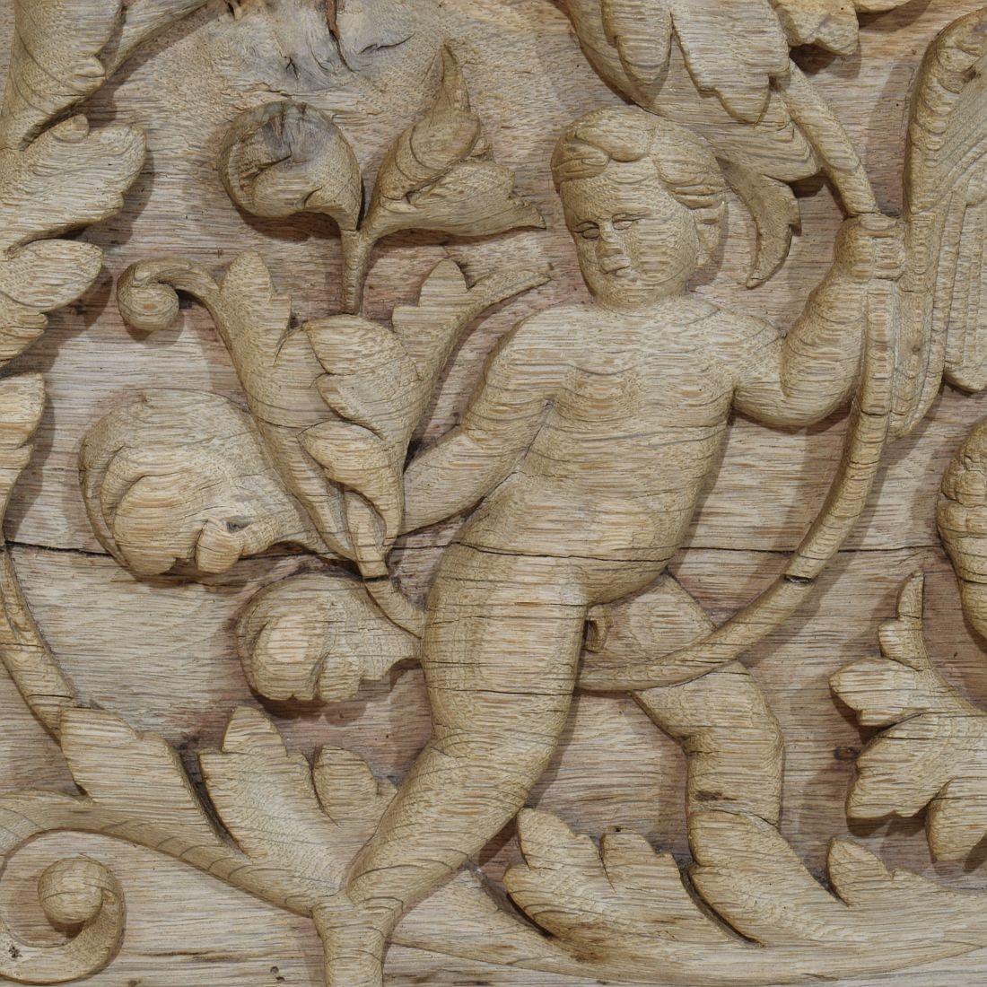 Pannello francese intagliato in Oak del XVIII secolo raffigurante due angeli e un'aquila in vendita 2