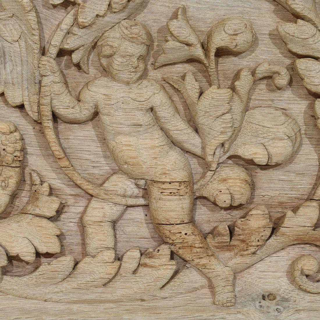 Panneau en chêne sculpté français du 18ème siècle représentant deux anges et un aigle en vente 6