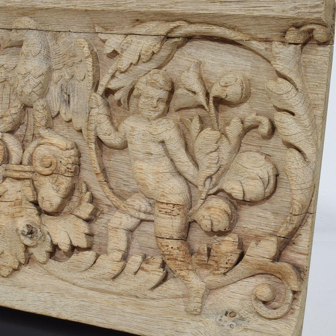 Panneau en chêne sculpté français du 18ème siècle représentant deux anges et un aigle en vente 7