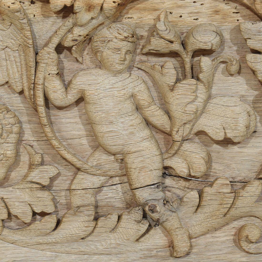 Pannello francese intagliato in Oak del XVIII secolo raffigurante due angeli e un'aquila in vendita 7