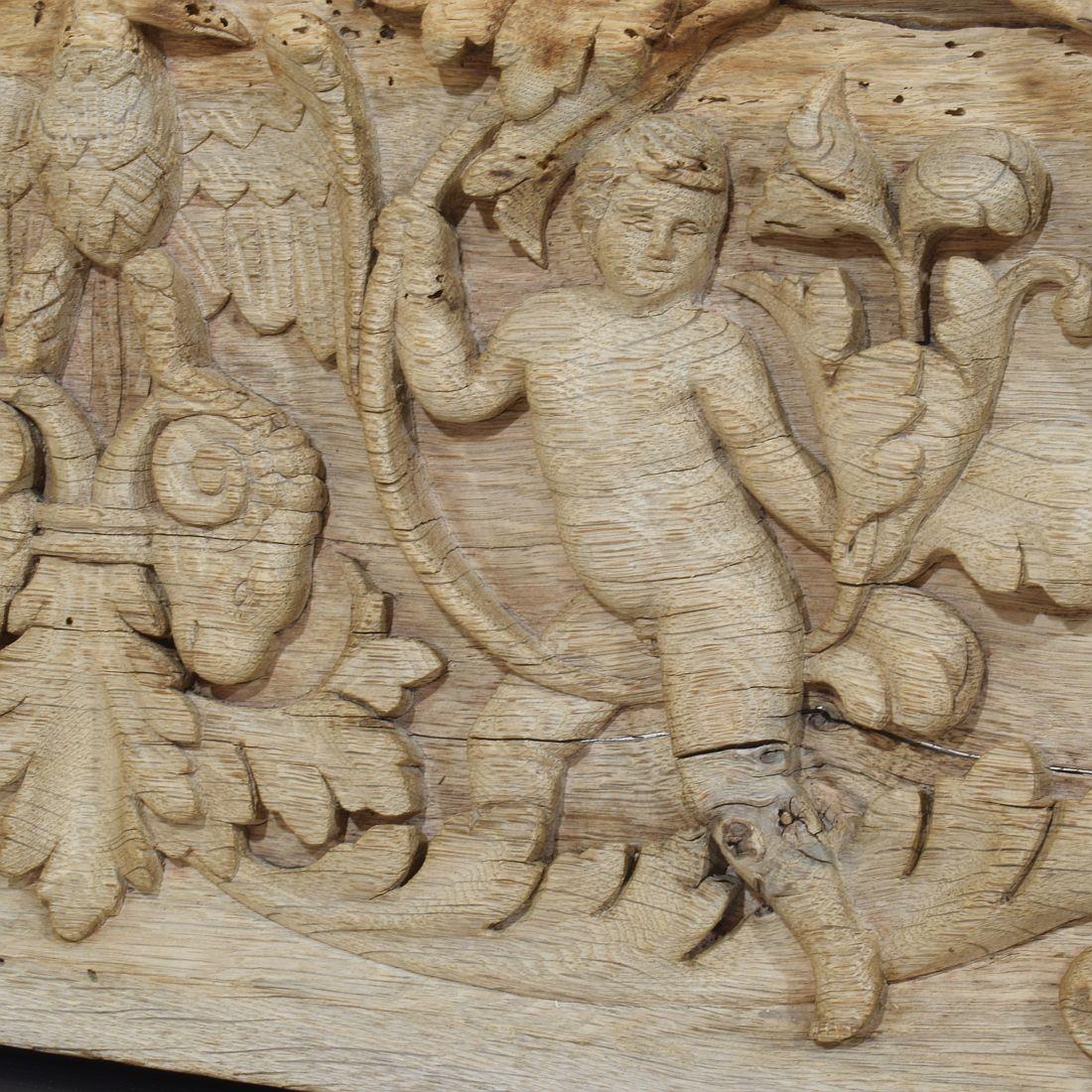 Pannello francese intagliato in Oak del XVIII secolo raffigurante due angeli e un'aquila in vendita 8