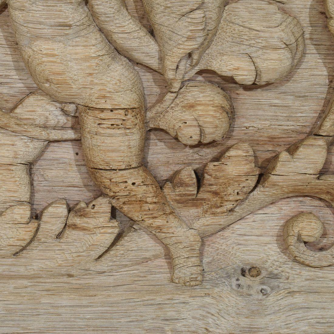 Panneau en chêne sculpté français du 18ème siècle représentant deux anges et un aigle en vente 10