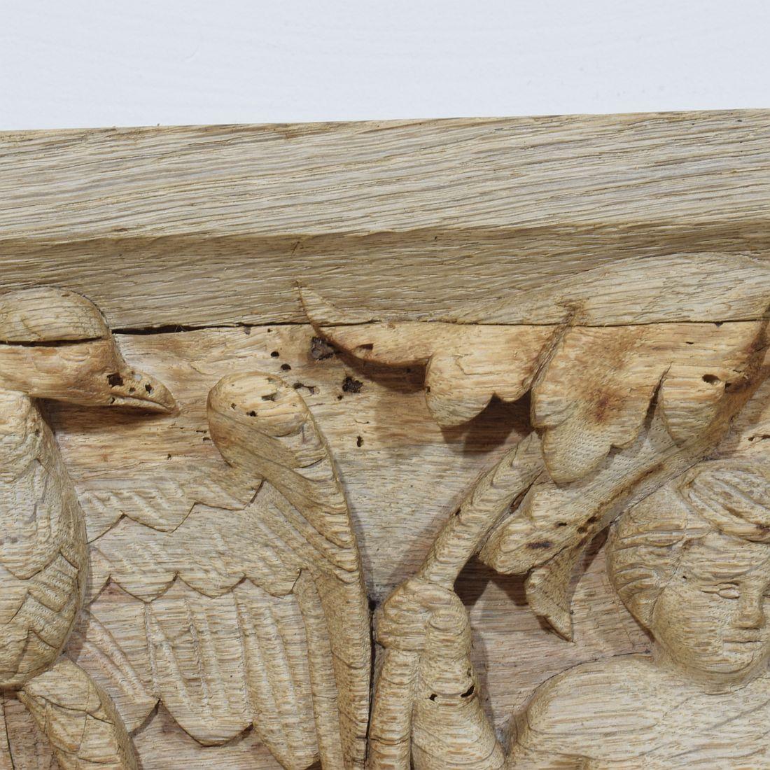 Pannello francese intagliato in Oak del XVIII secolo raffigurante due angeli e un'aquila in vendita 10