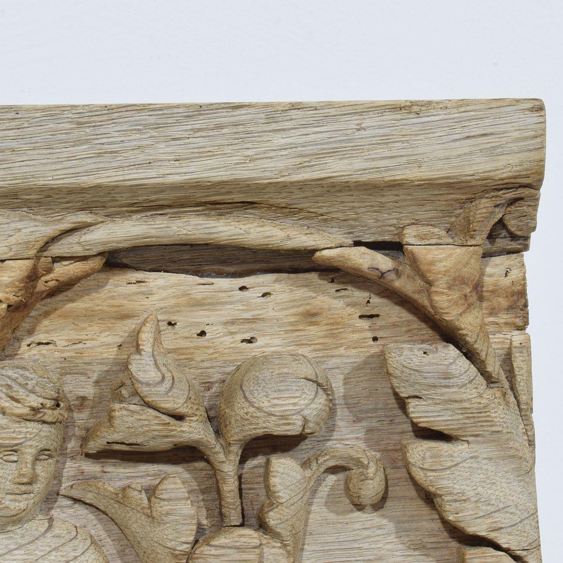Pannello francese intagliato in Oak del XVIII secolo raffigurante due angeli e un'aquila in vendita 11