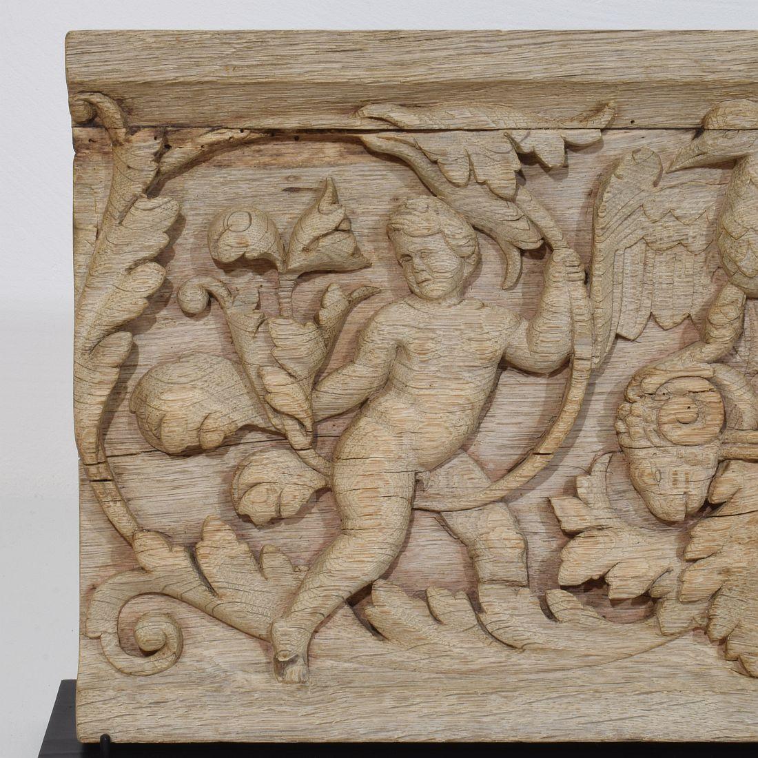 XVIIIe siècle et antérieur Panneau en chêne sculpté français du 18ème siècle représentant deux anges et un aigle en vente