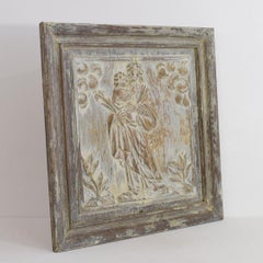 18th Century French Carved Oak Panel Representing Joseph with Baby Jesus