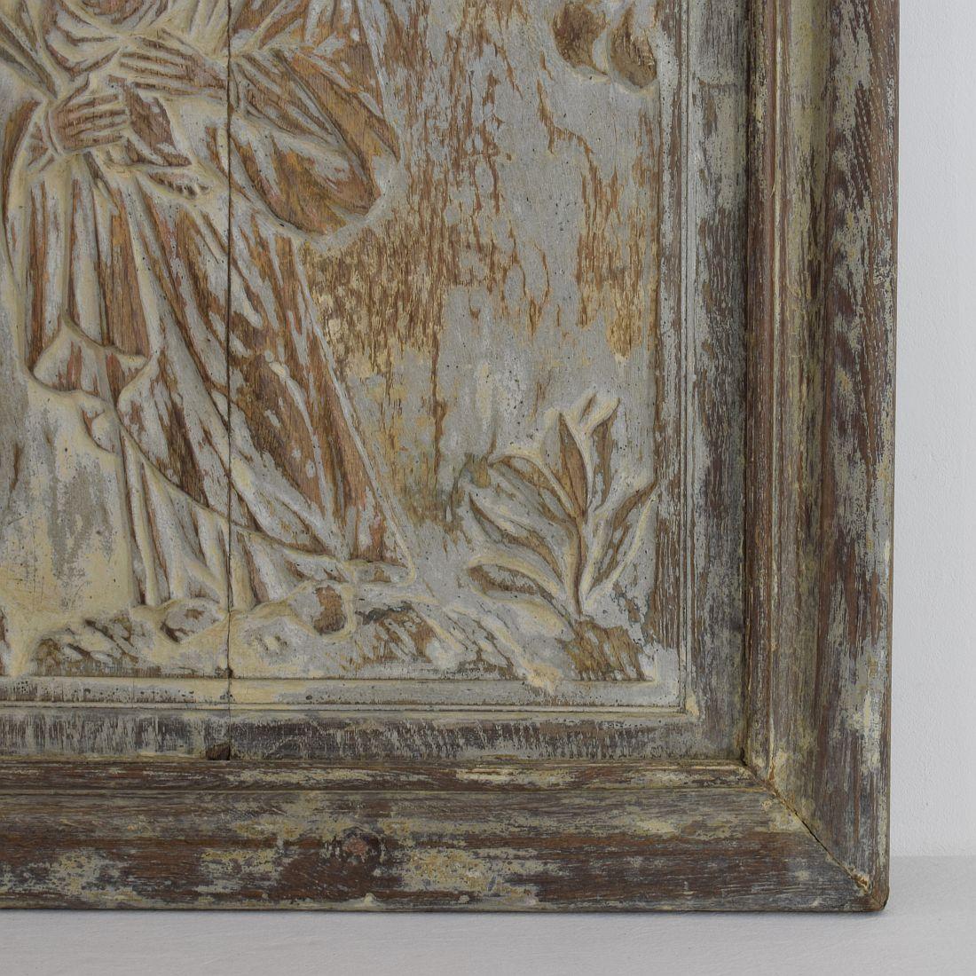 18th Century French Carved Oak Panel Representing Joseph with Baby Jesus 2