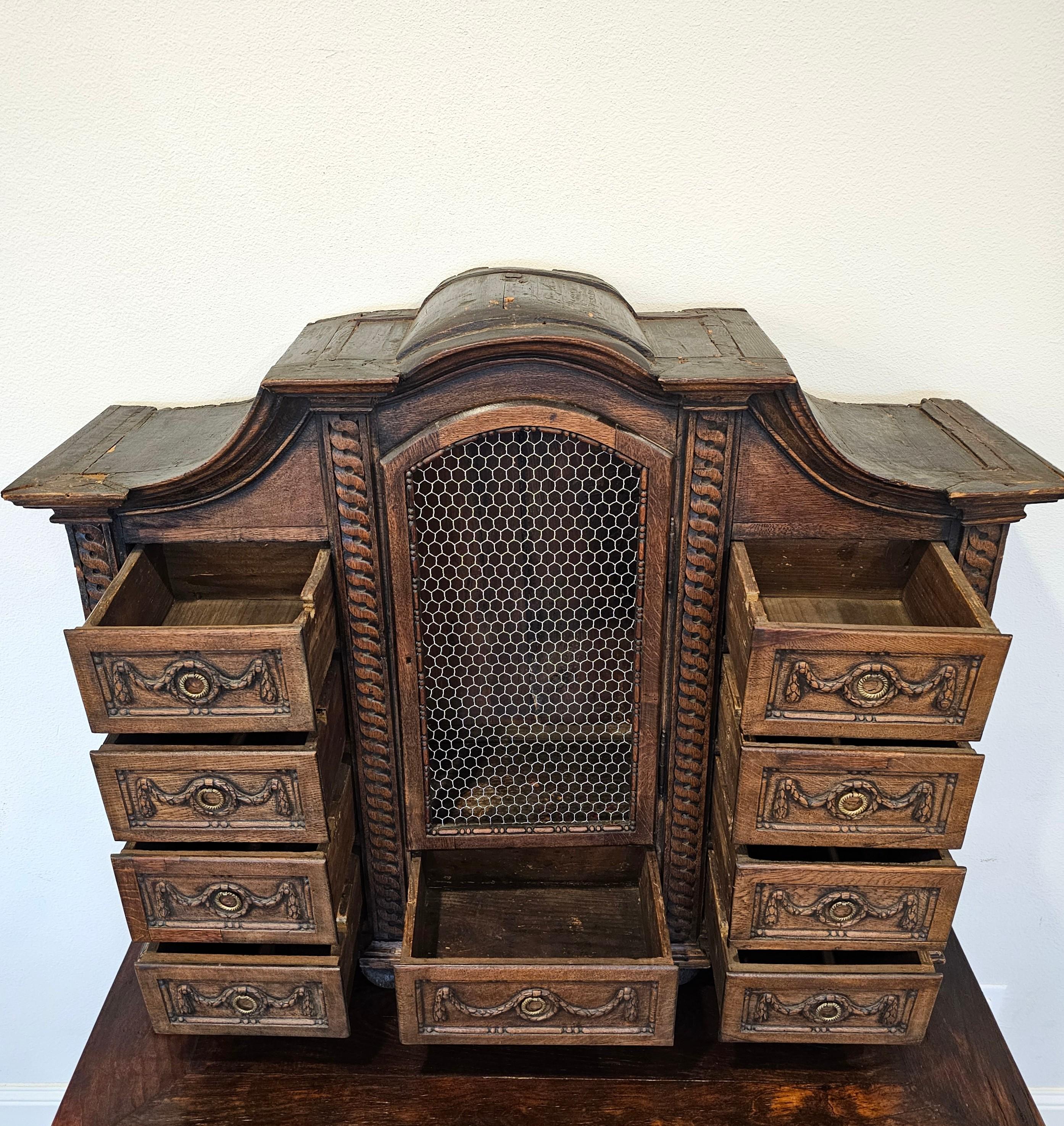 18th Century French Carved Oak Tabletop Tabernacle Curiosity Cabinet For Sale 3