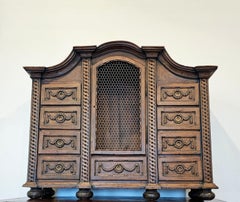 18th Century French Carved Oak Tabletop Tabernacle Curiosity Cabinet