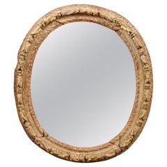 Antique 18th Century French Carved Oval Frame in Painted Finish with New Mirror