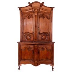 18th Century French Carved Pine Hutch