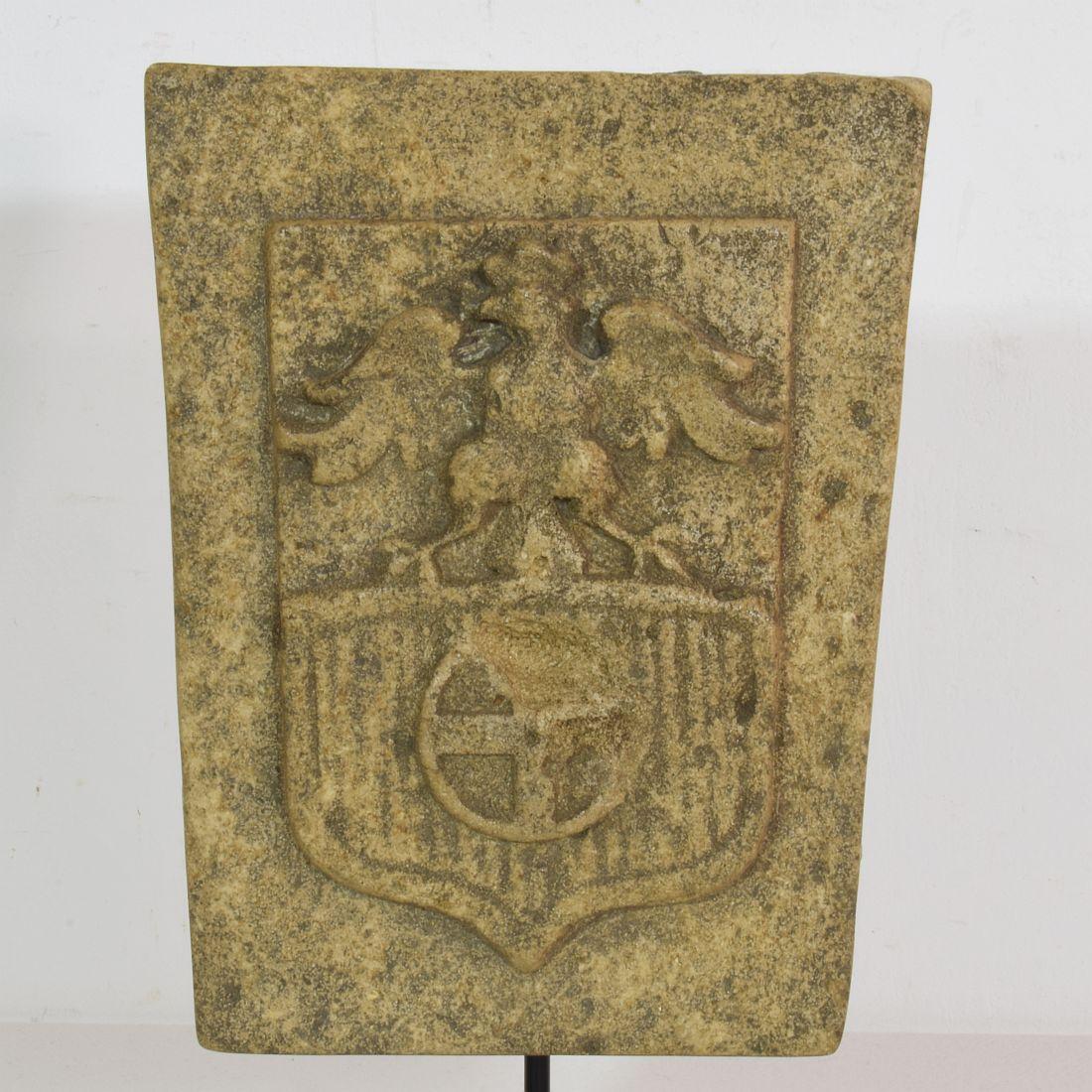Limestone 18th Century French Carved Stone Coat of Arms