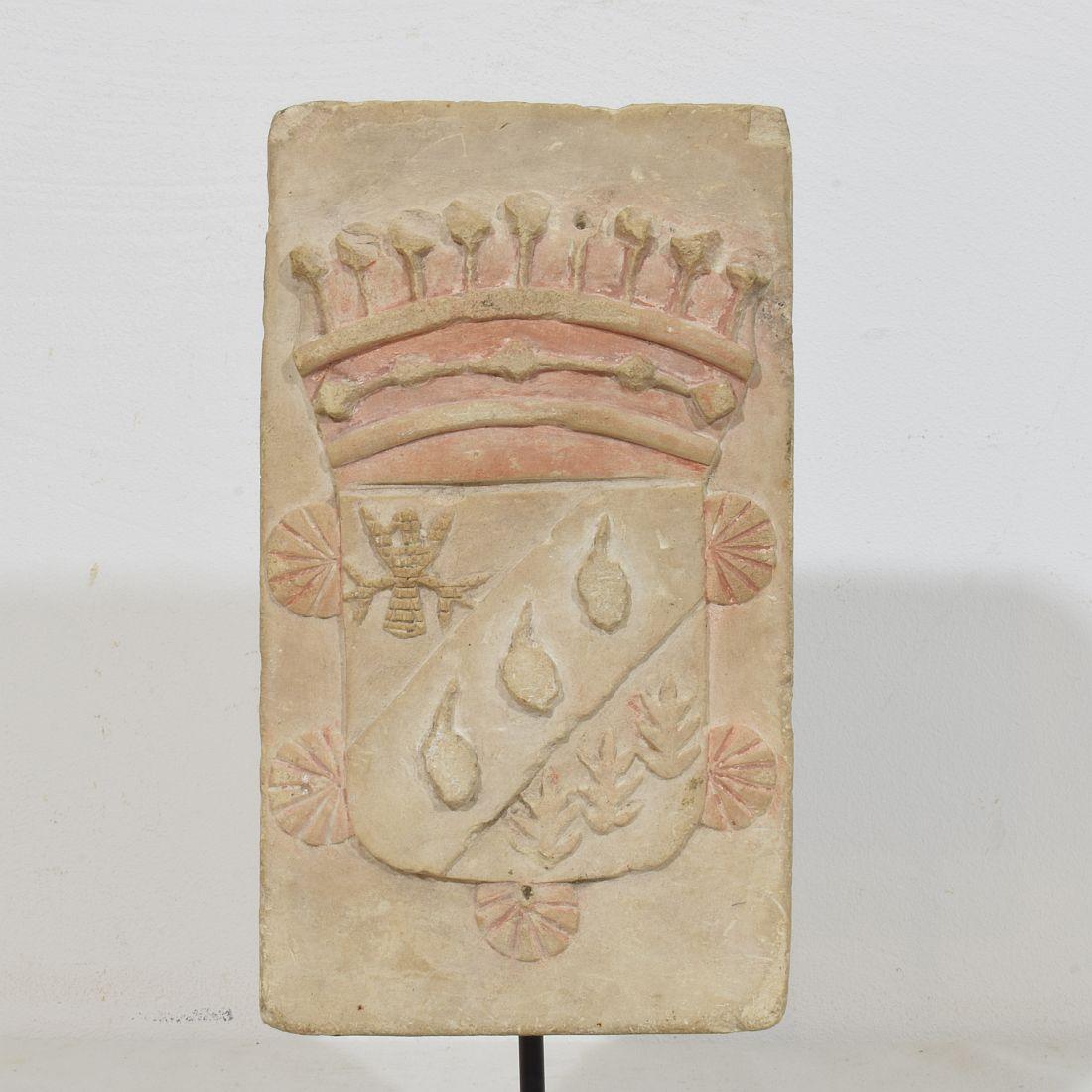 18th Century French Carved Stone Coat of Arms For Sale 1
