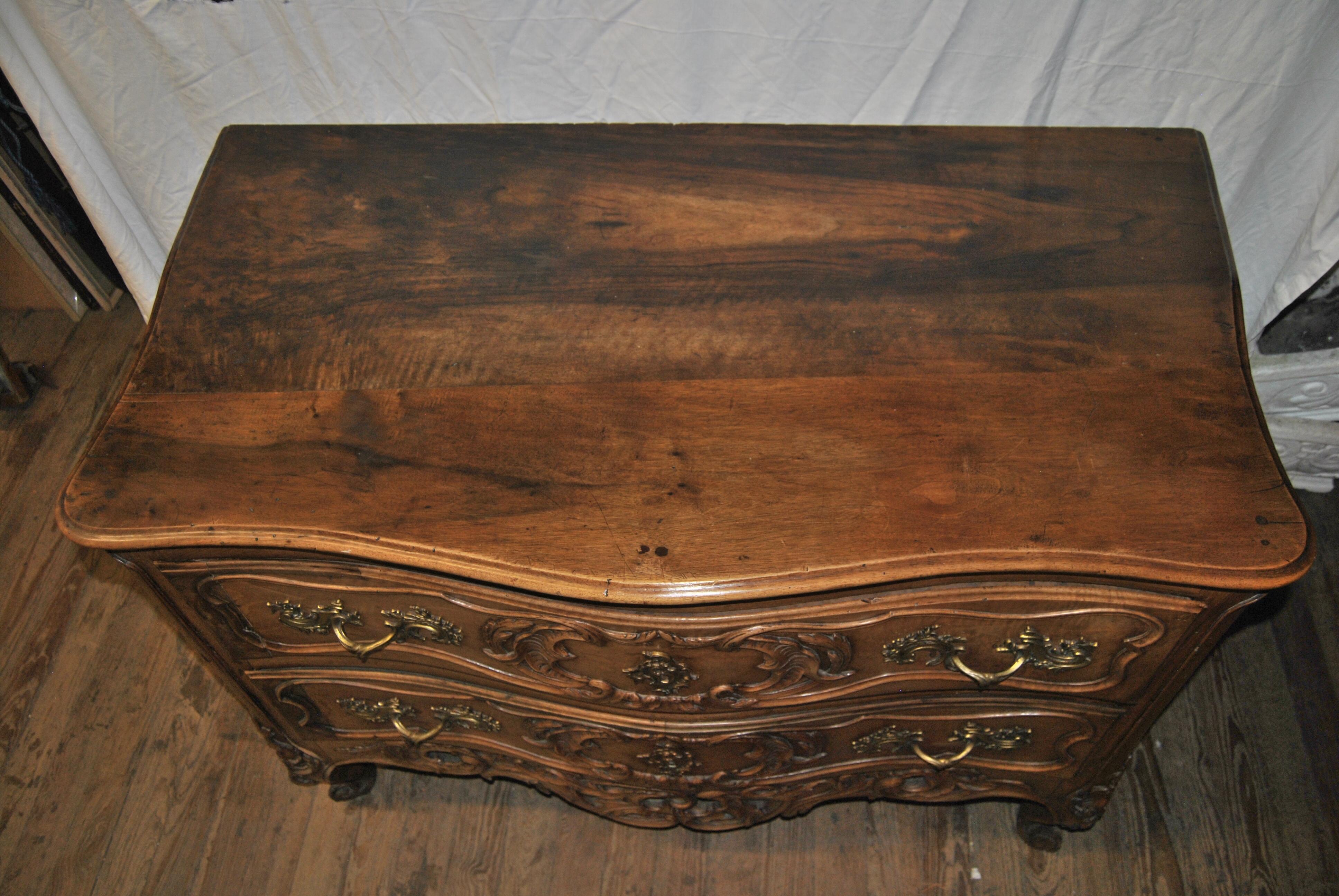 18th Century French Carved Walnut Chest of Drawers For Sale 6