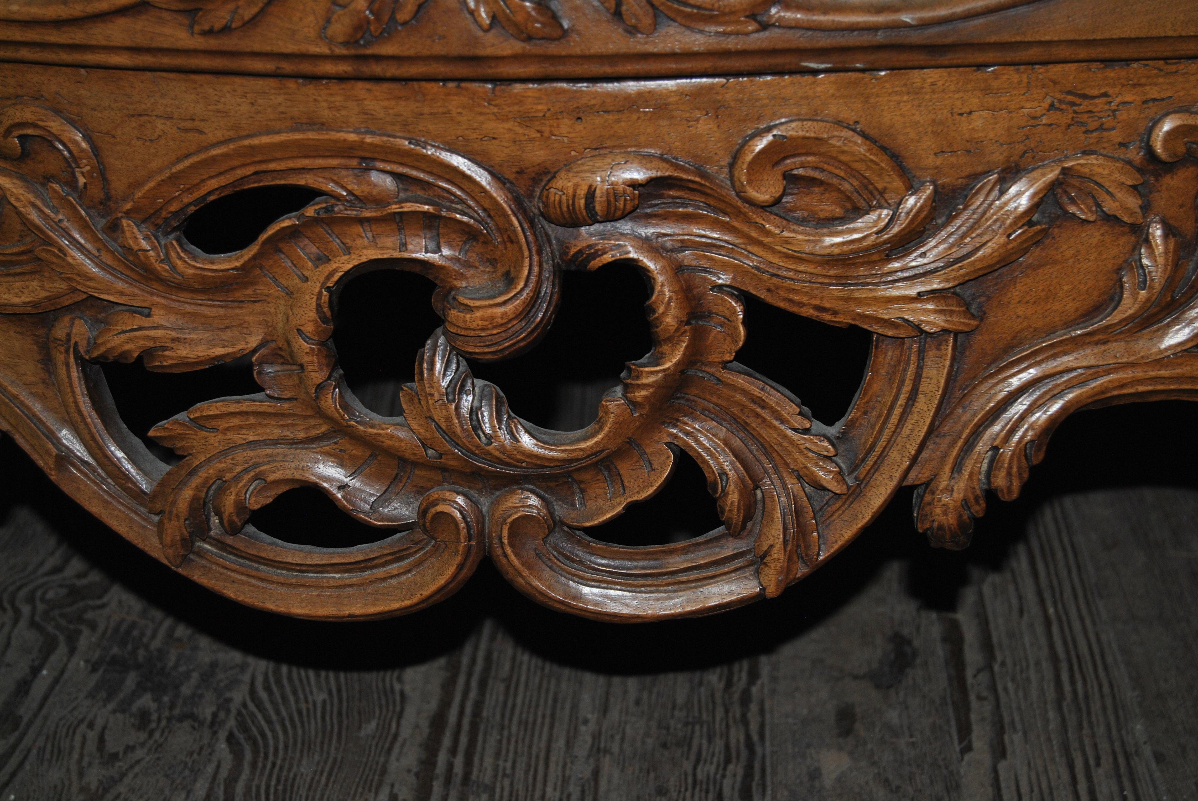 18th Century French Carved Walnut Chest of Drawers For Sale 7
