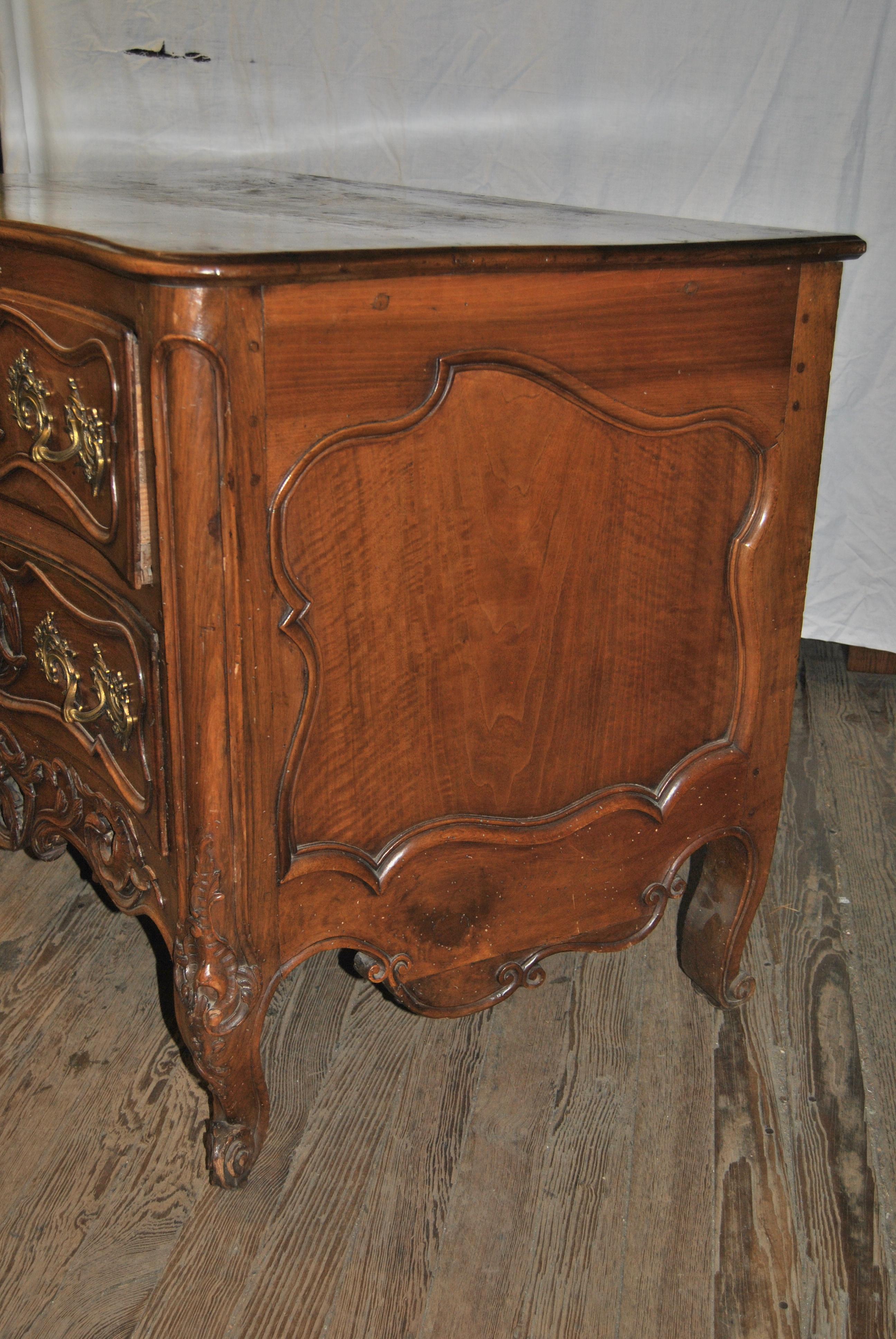 French Provincial 18th Century French Carved Walnut Chest of Drawers For Sale