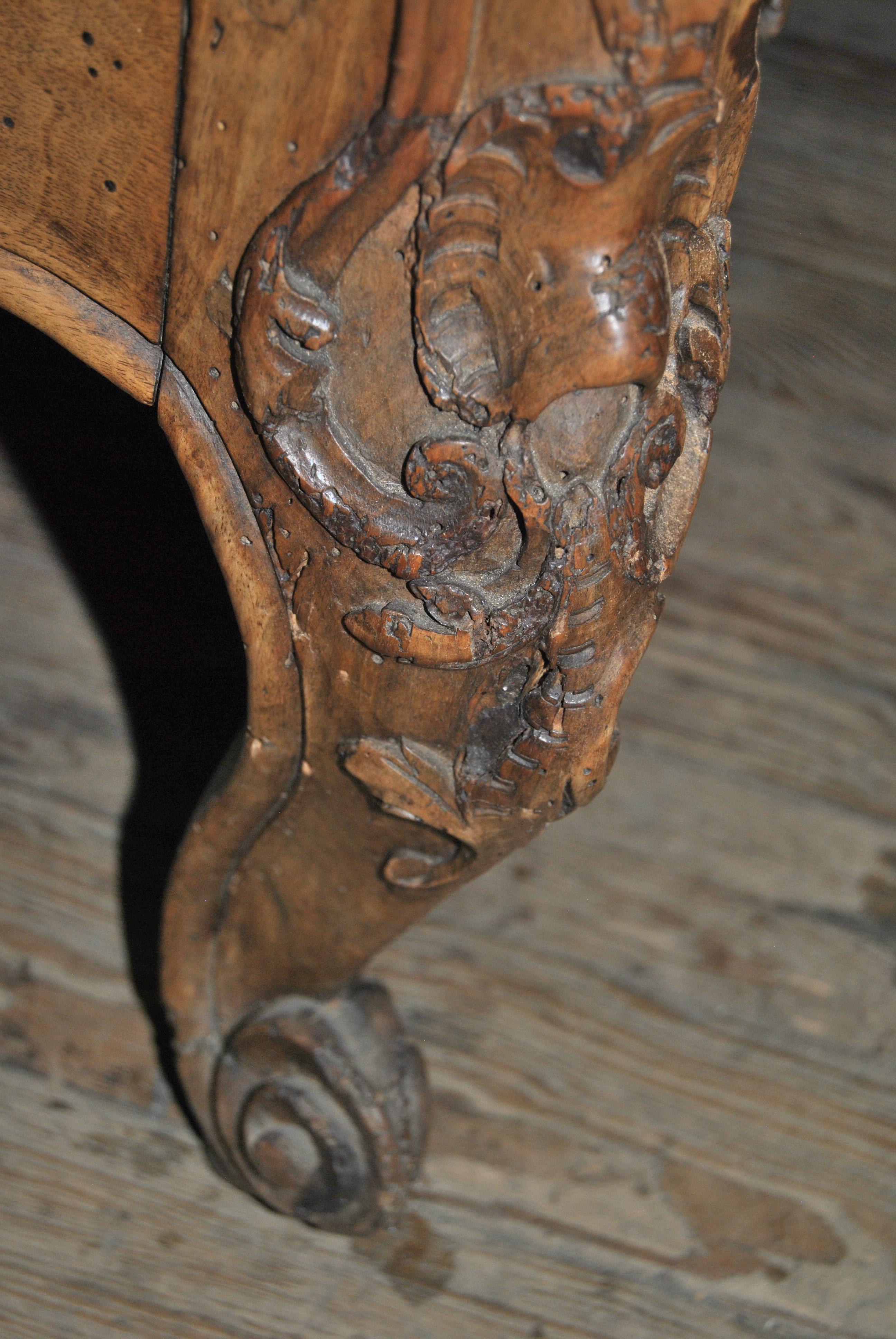 18th Century French Carved Walnut Chest of Drawers For Sale 4