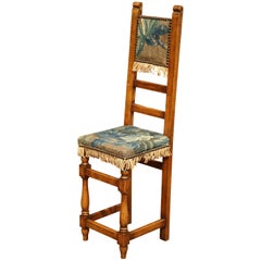 Antique 18th Century French Carved Walnut Child Chair with Aubusson Tapestry
