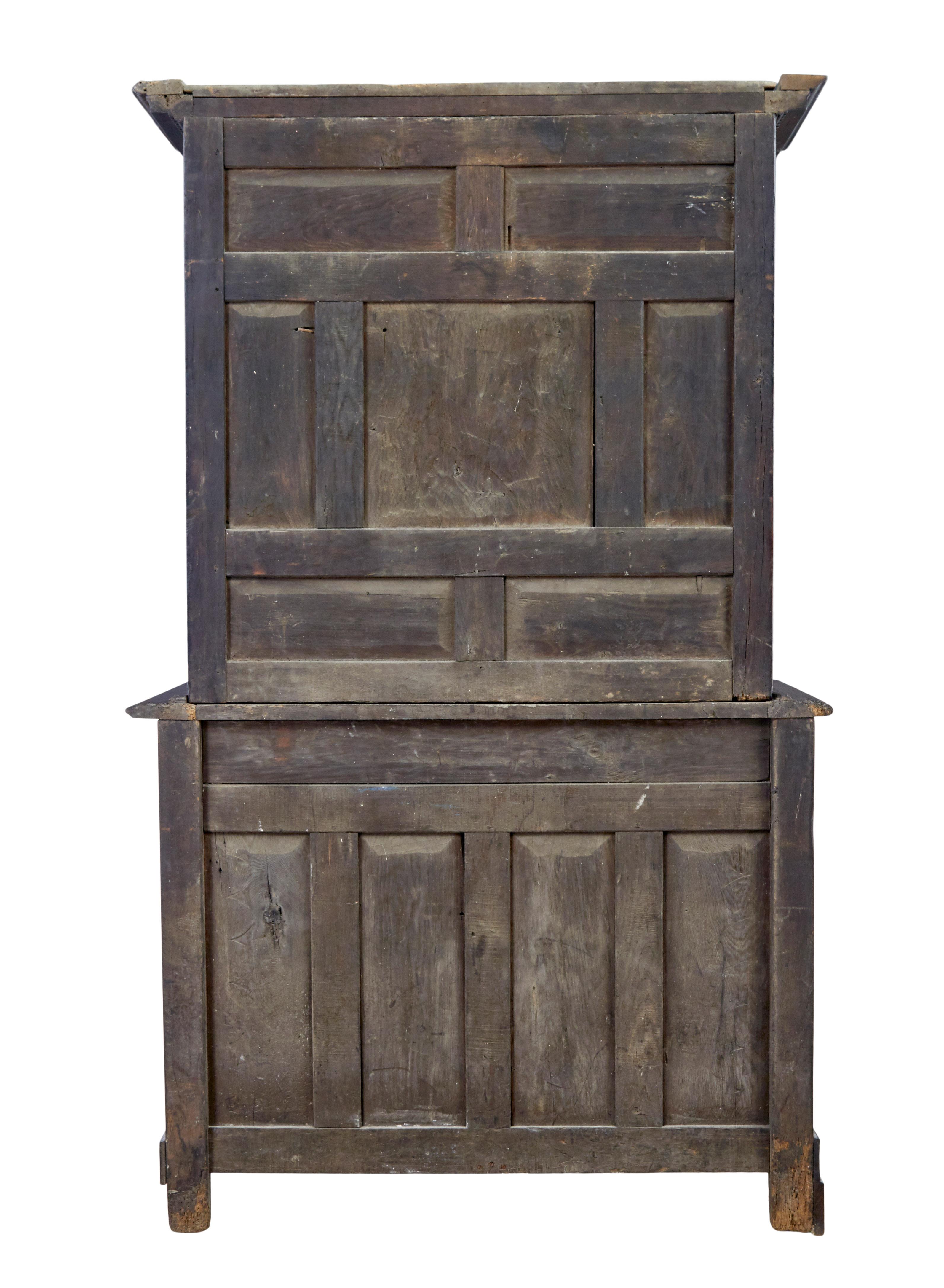 Hand-Carved 18th Century French carved walnut cupboard For Sale