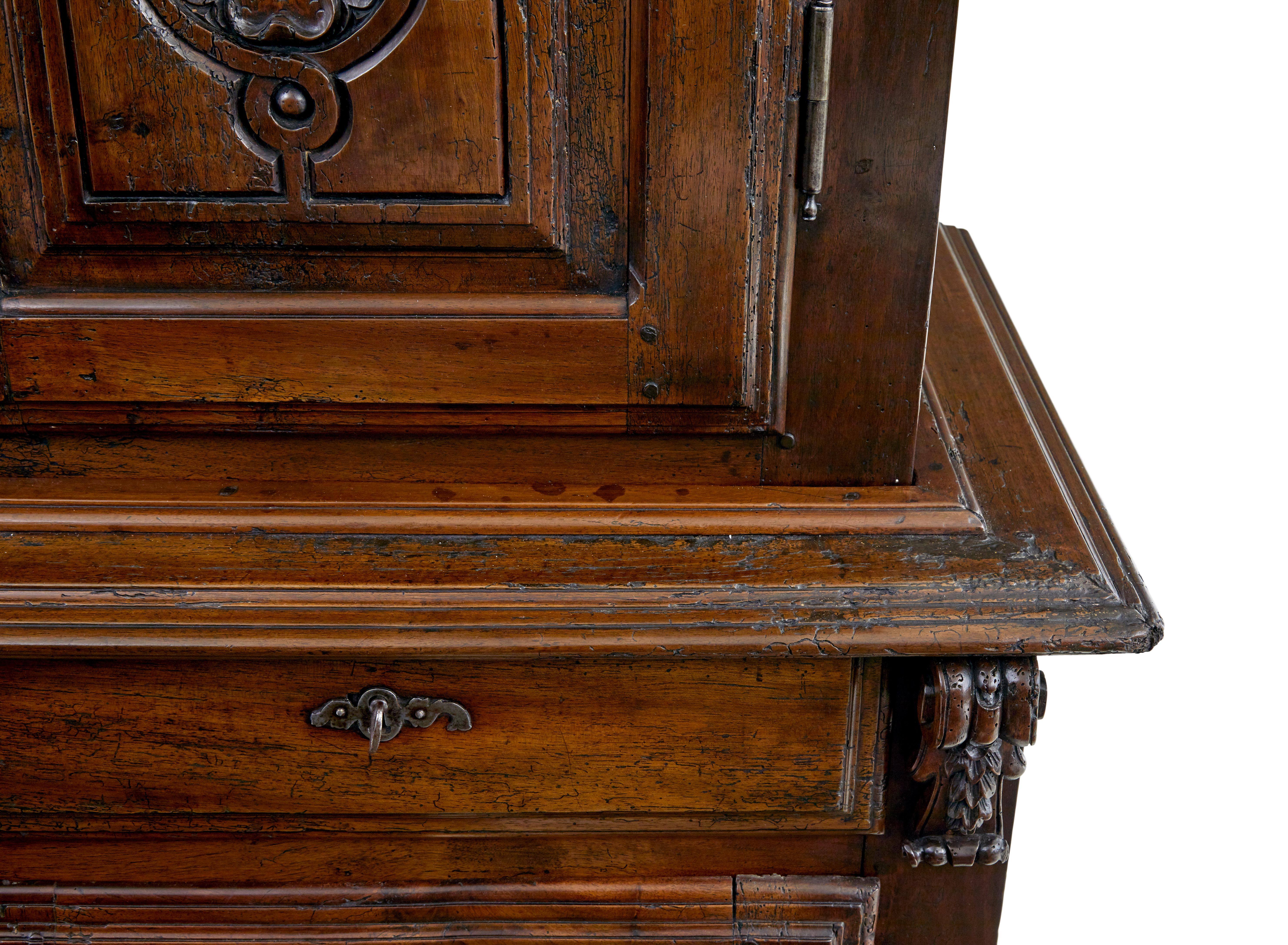 18th Century French carved walnut cupboard For Sale 1
